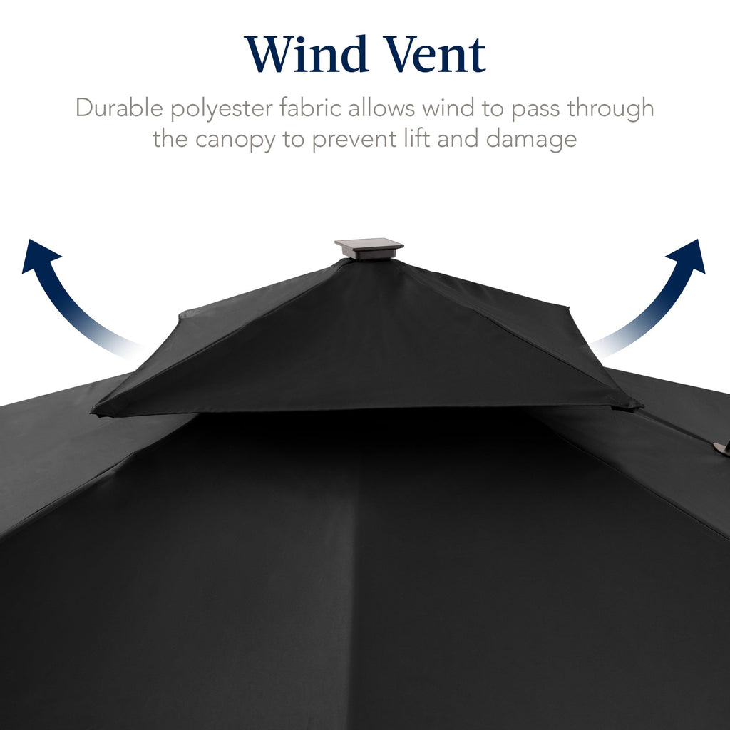 12x12ft 2-Tier Outdoor Solar LED Cantilever Patio Umbrella