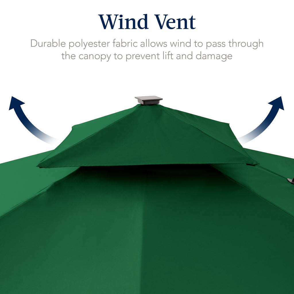 12x12ft 2-Tier Outdoor Solar LED Cantilever Patio Umbrella