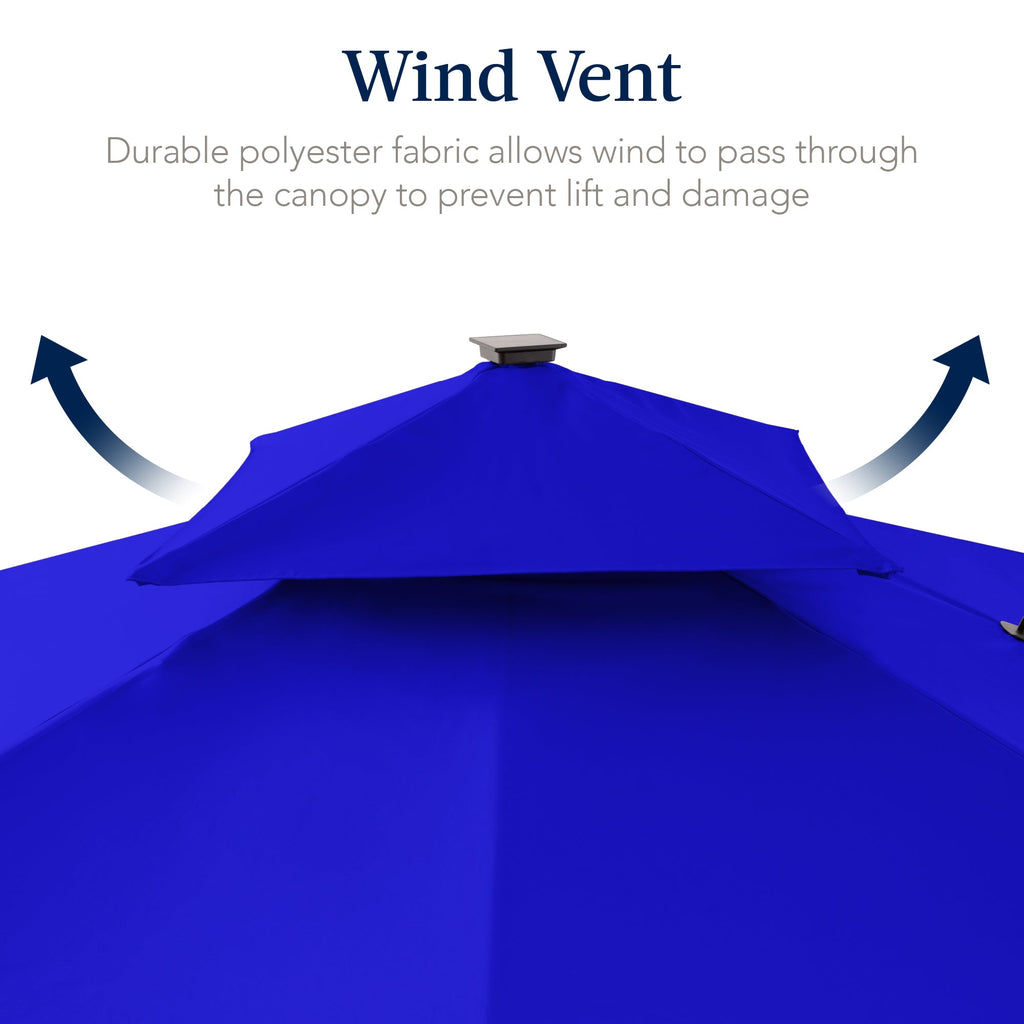 12x12ft 2-Tier Outdoor Solar LED Cantilever Patio Umbrella