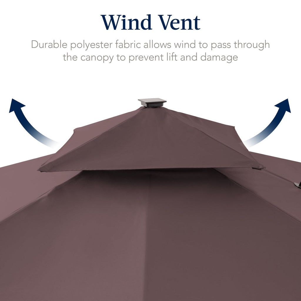 12x12ft 2-Tier Outdoor Solar LED Cantilever Patio Umbrella