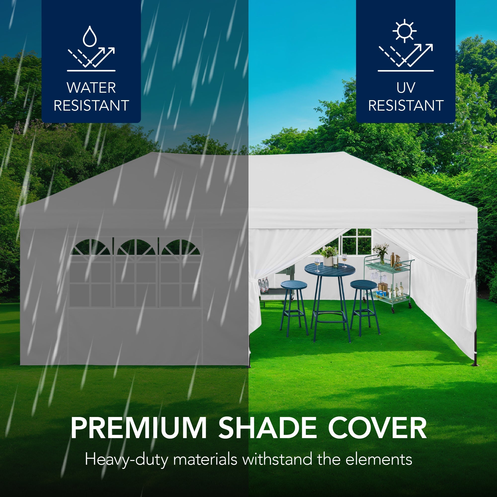 Pop Up Party Tent Canopy w/ 1-Button Easy Setup - 10x20ft