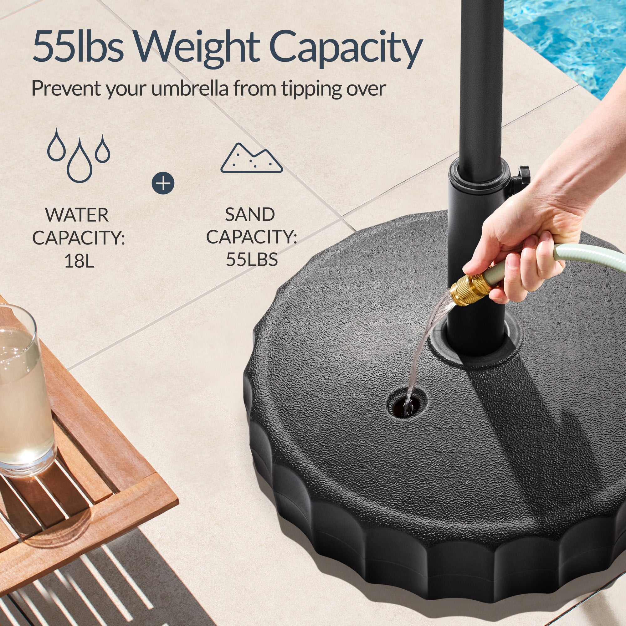 Plastic Patio Umbrella Base Pole Holder Accessory w/ Adjustable Knob