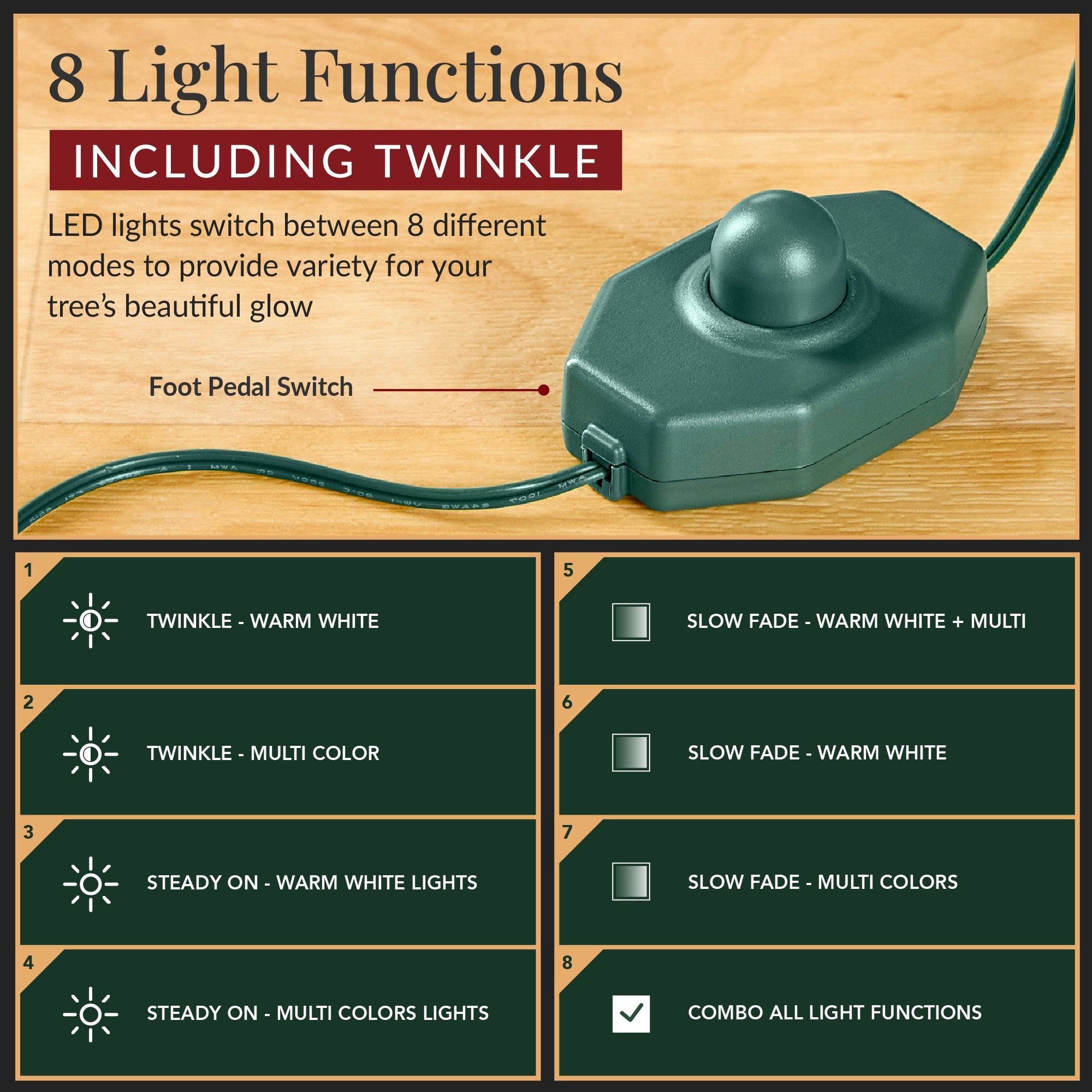 Pre-Lit Premium Artificial Nordic Fir Christmas Tree w/ 2-in-1 Twinkle LEDs
