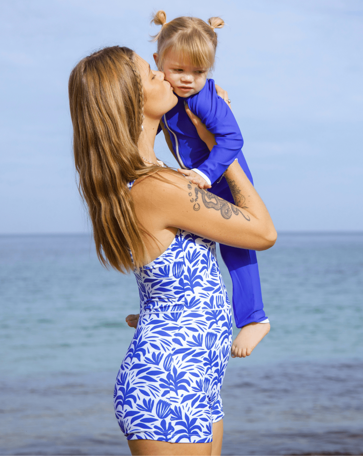 Sidney Full Coverage Kids Swim Suit - Santorini Blue