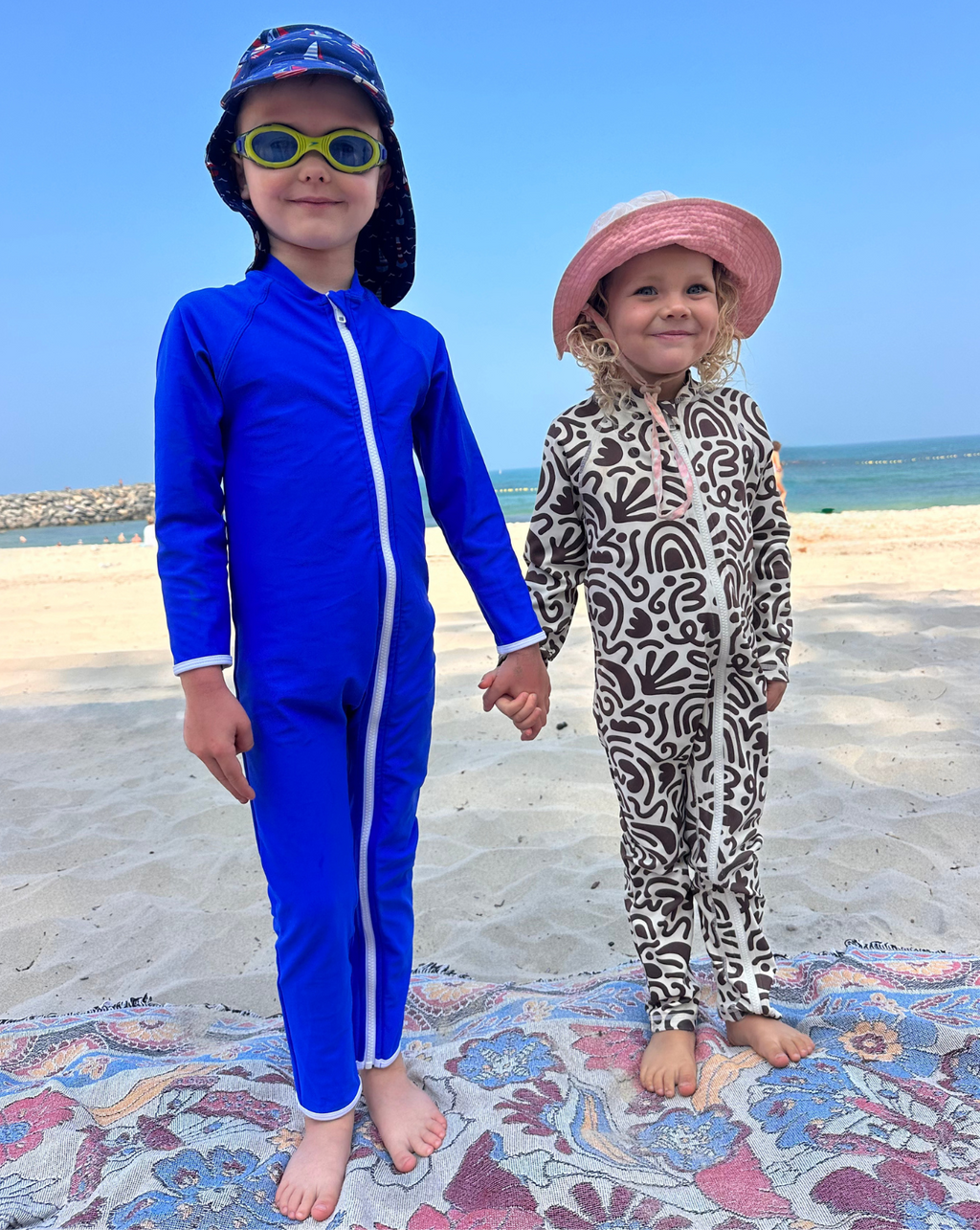 Sidney Full Coverage Kids Swim Suit - Santorini Blue