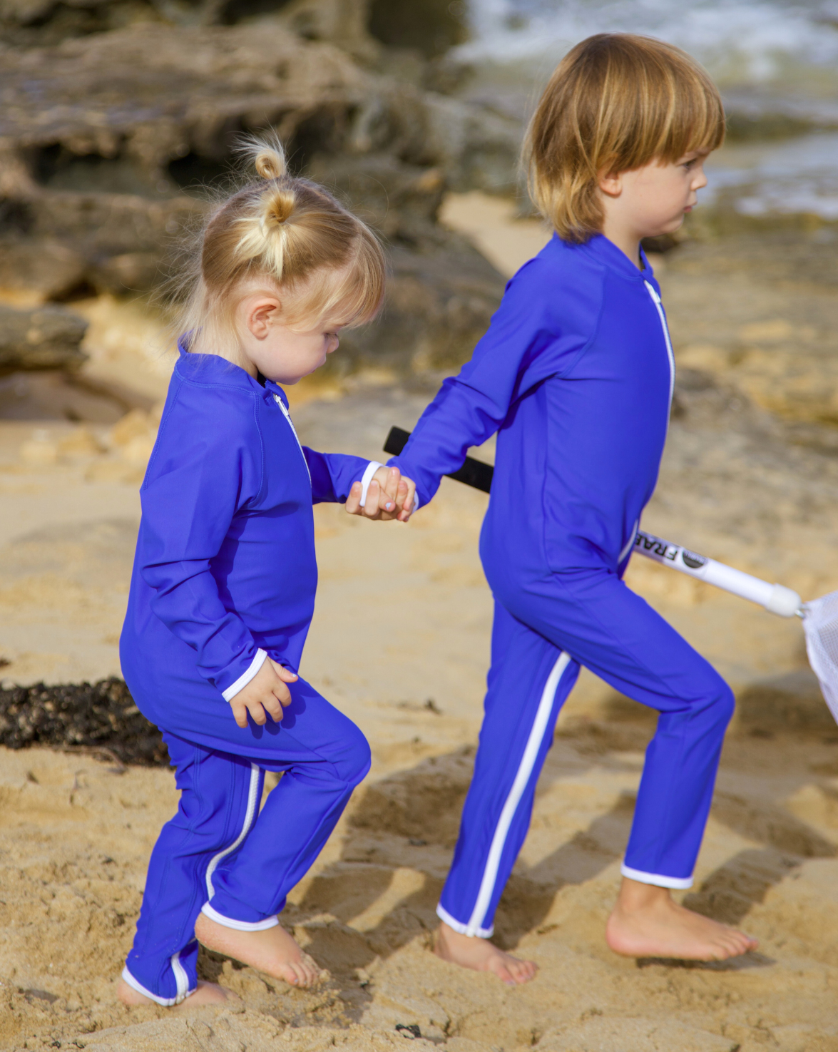 Sidney Full Coverage Kids Swim Suit - Santorini Blue