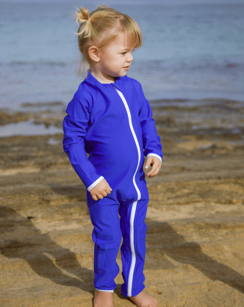 Sidney Full Coverage Kids Swim Suit - Santorini Blue