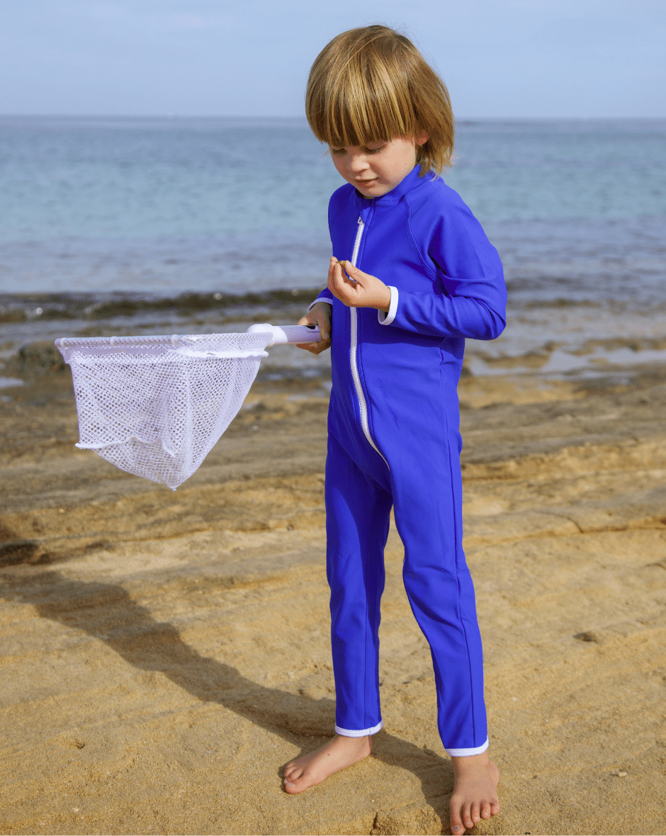 Sidney Full Coverage Kids Swim Suit - Santorini Blue