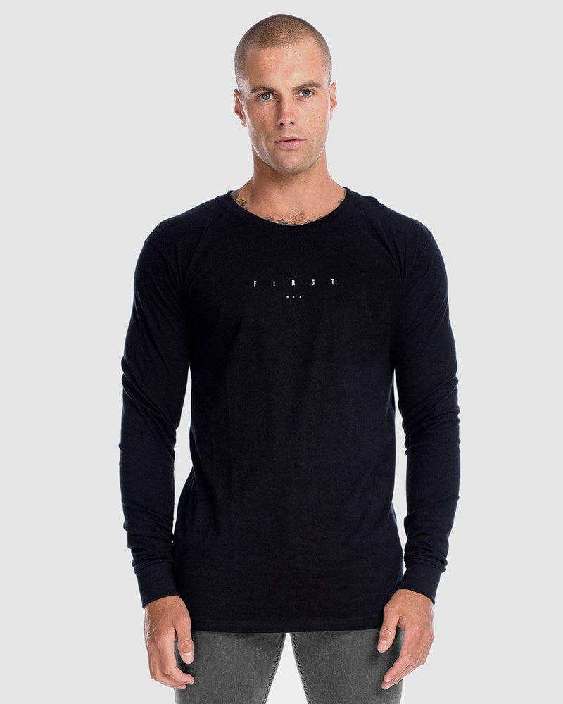 Mens Stature Long Sleeve Tee - Black