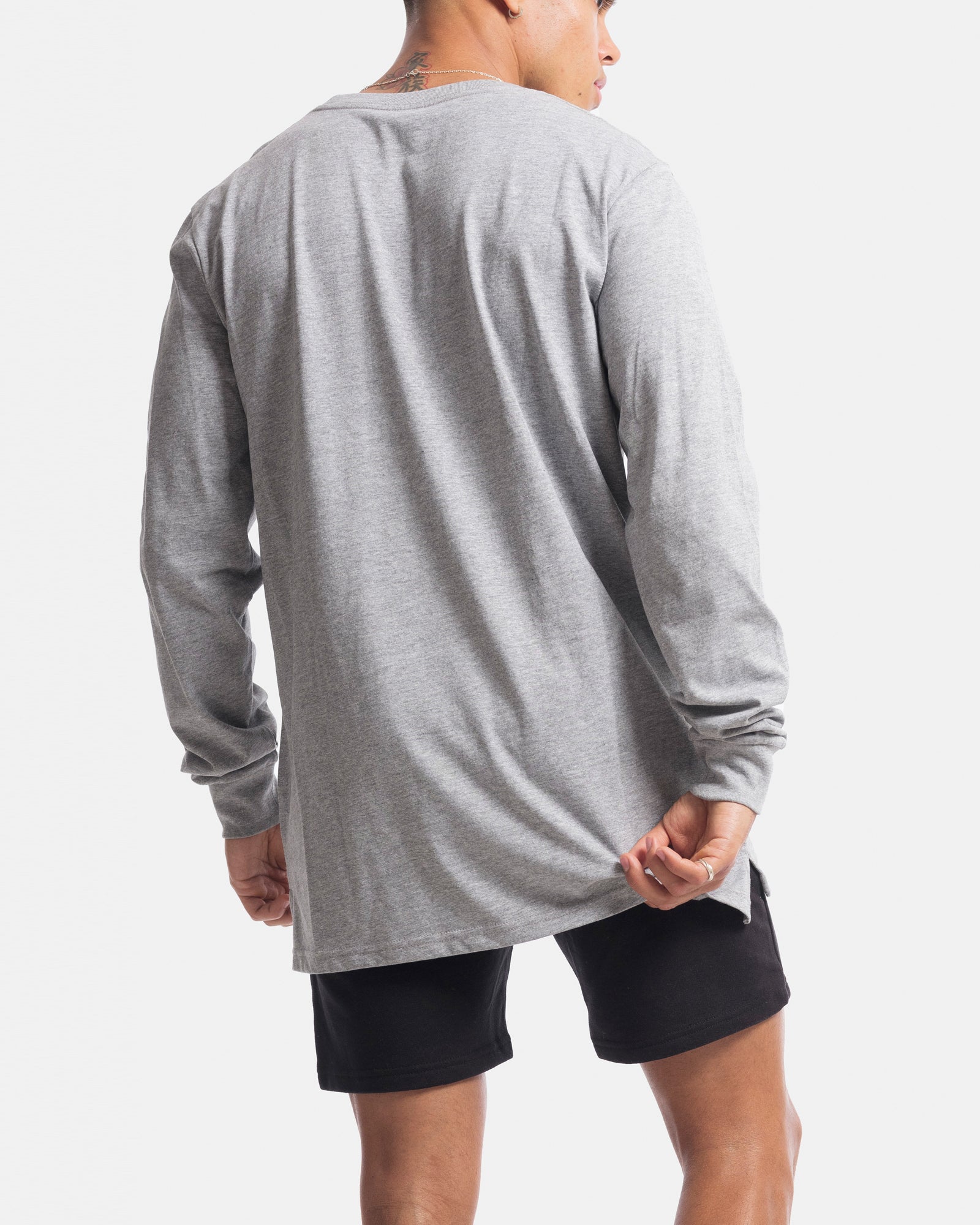 Mens Contract Rise Long Sleeve Tee - Marle Grey