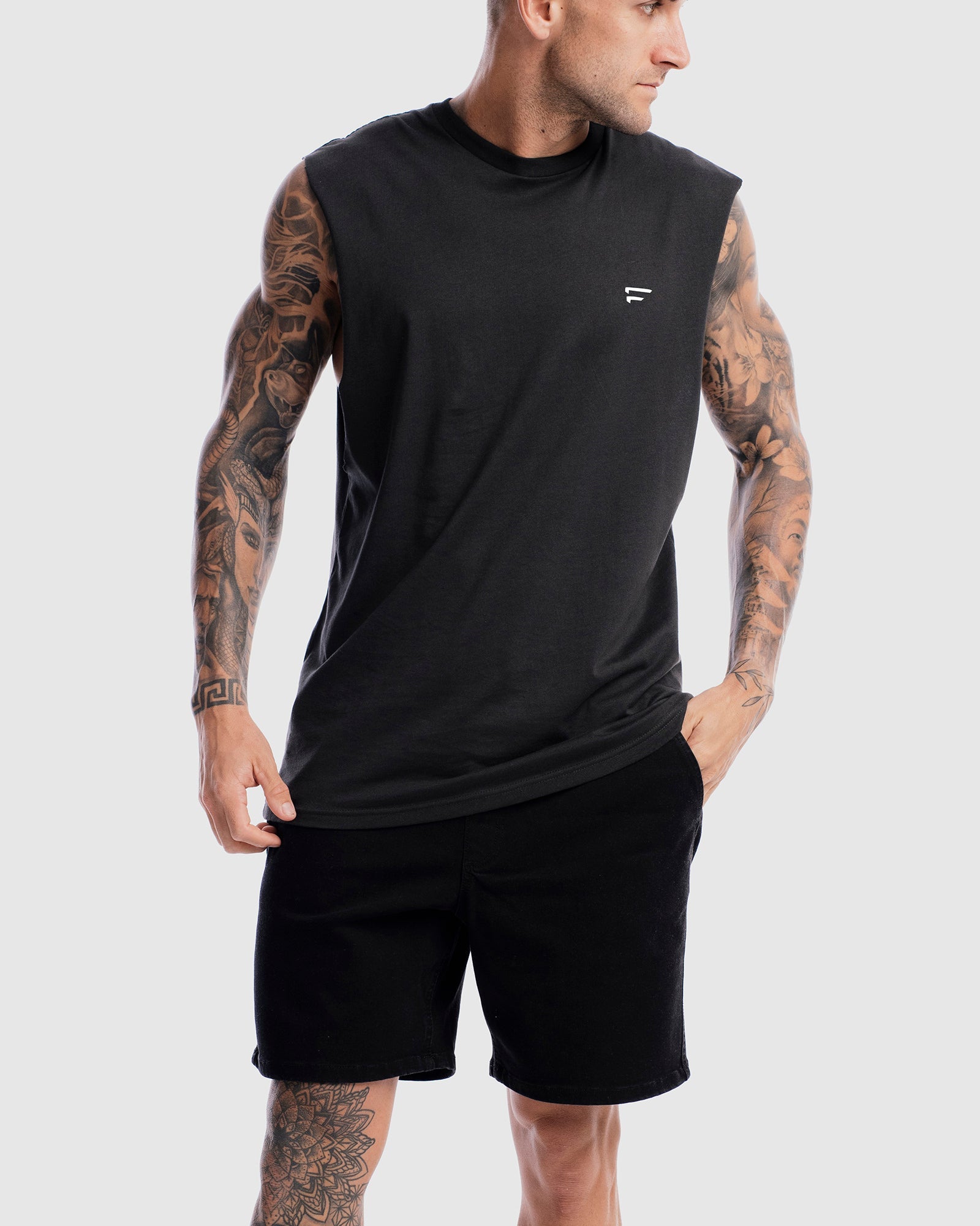 Mens Performance Crest Rise Tank - Vintage Black