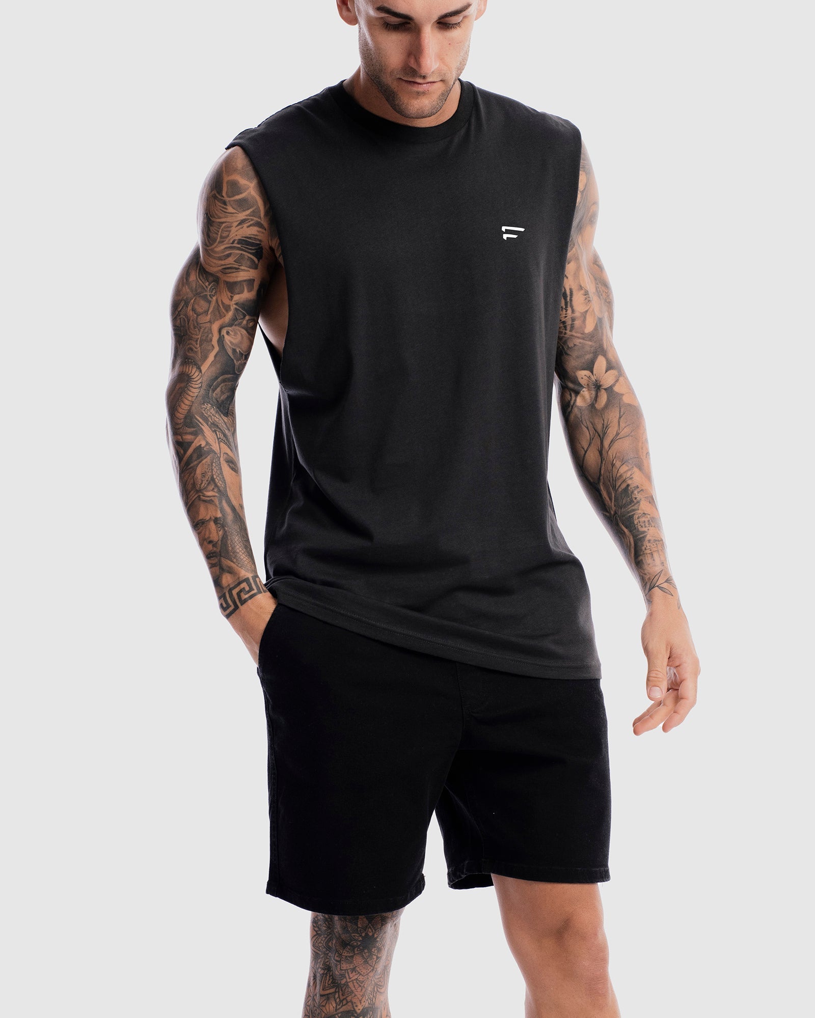 Mens Performance Crest Rise Tank - Vintage Black