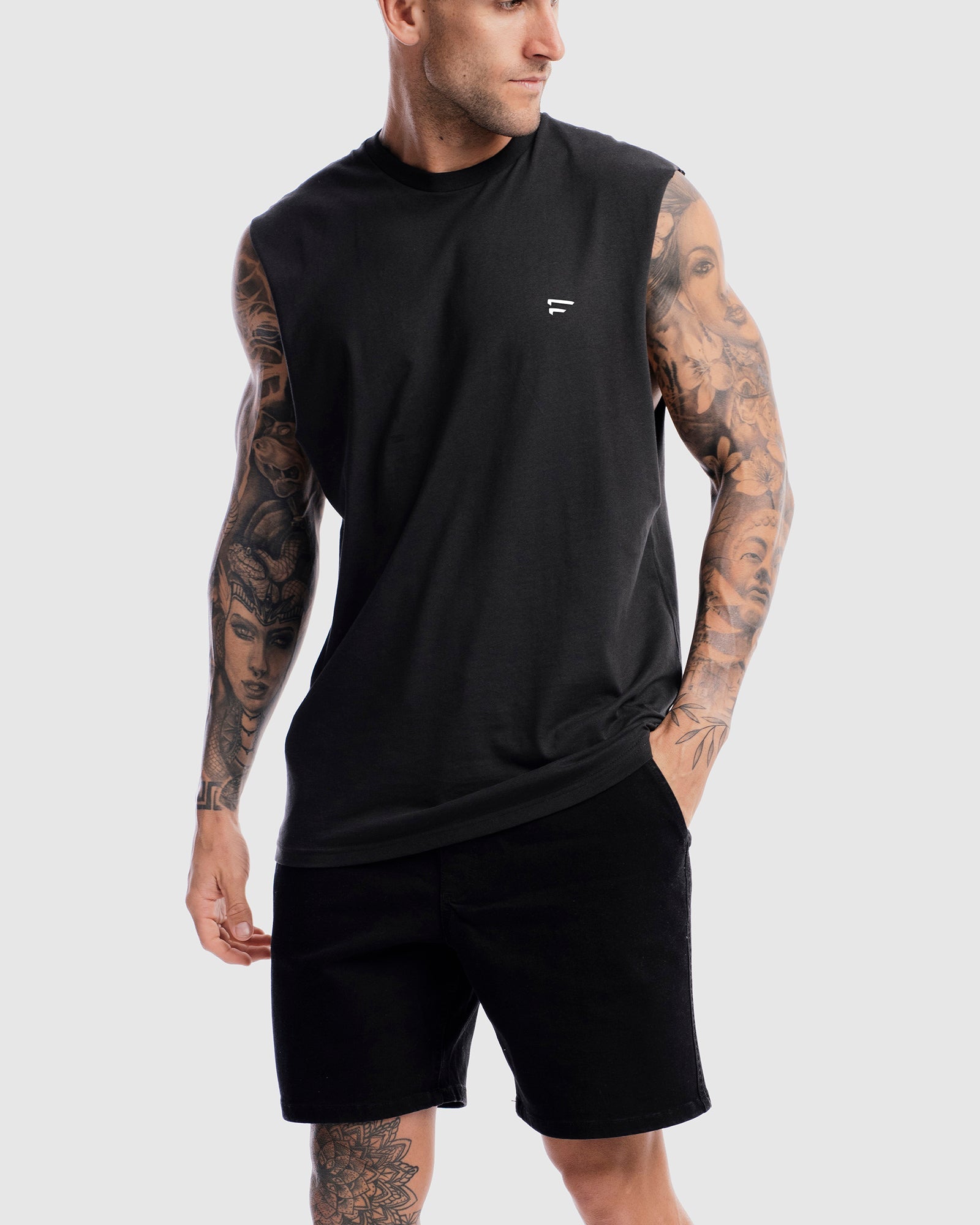 Mens Performance Crest Rise Tank - Vintage Black