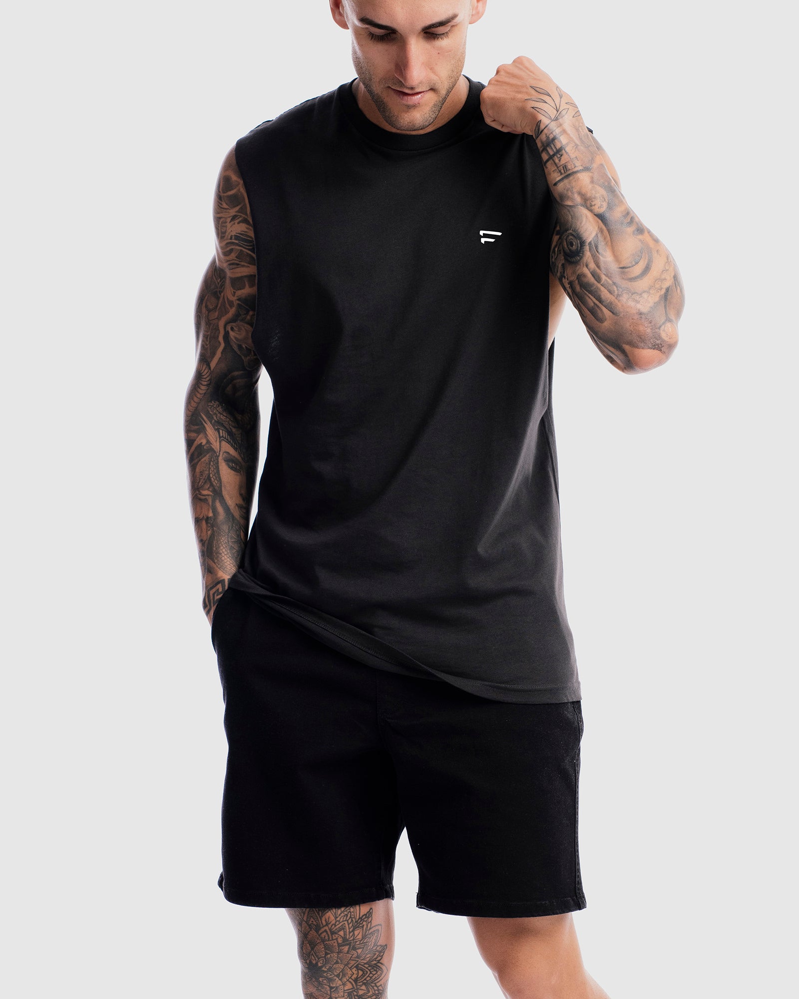 Mens Performance Crest Rise Tank - Vintage Black