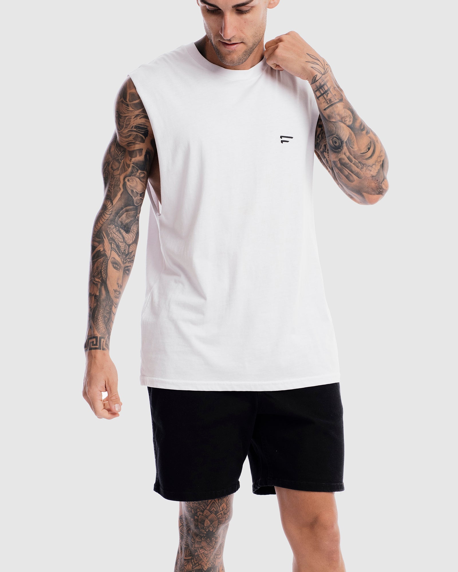 Mens Performance Crest Rise Tank - White