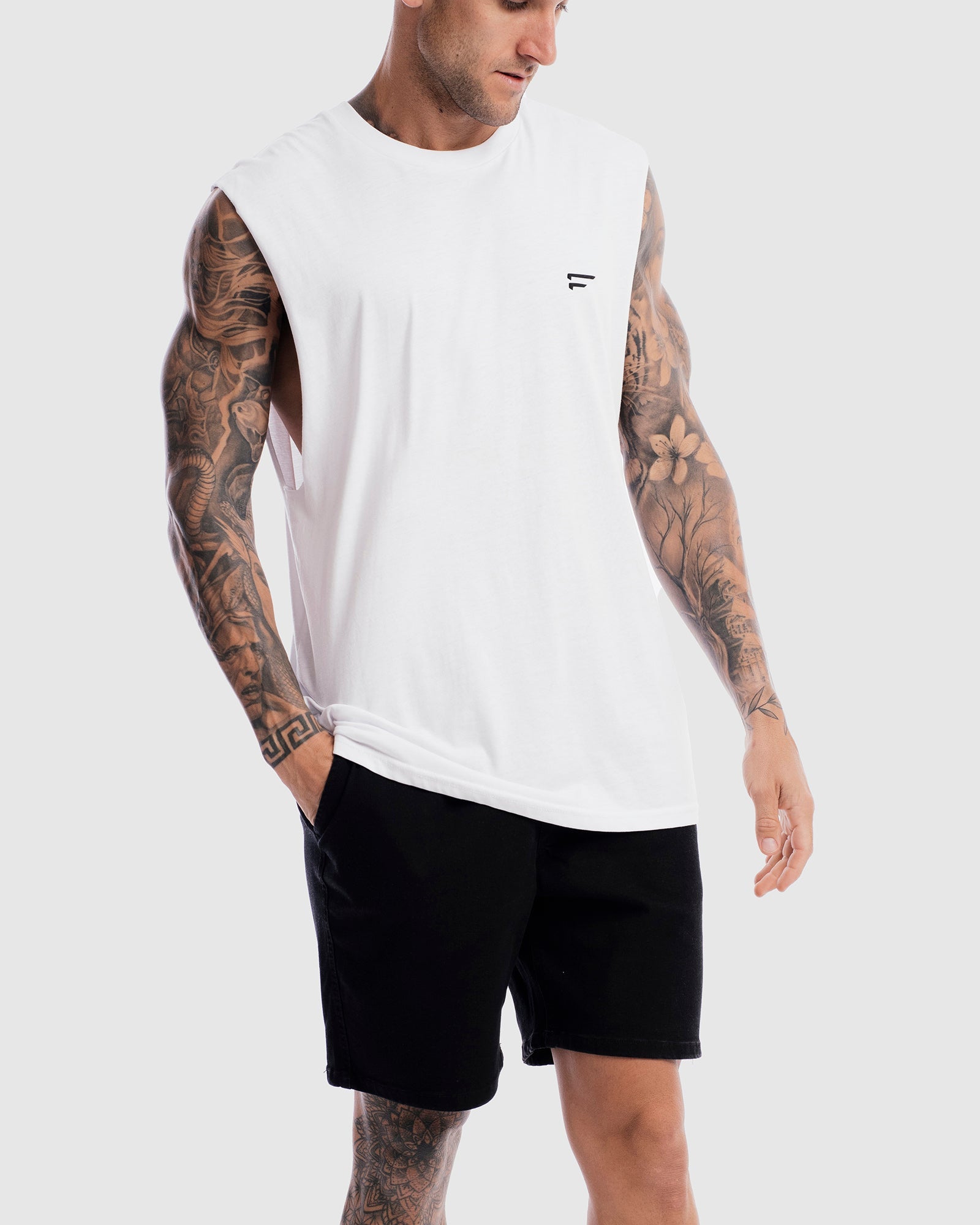 Mens Performance Crest Rise Tank - White