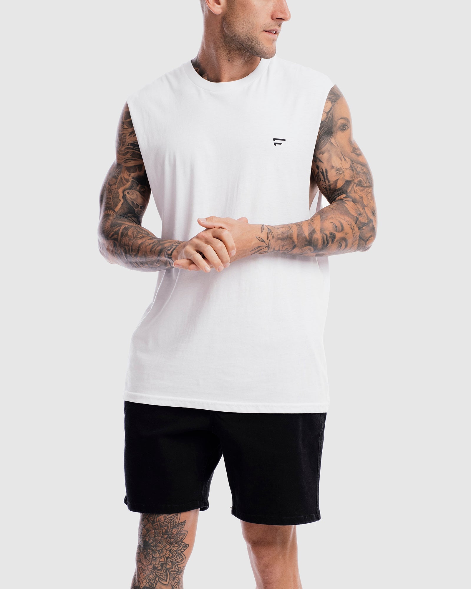 Mens Performance Crest Rise Tank - White