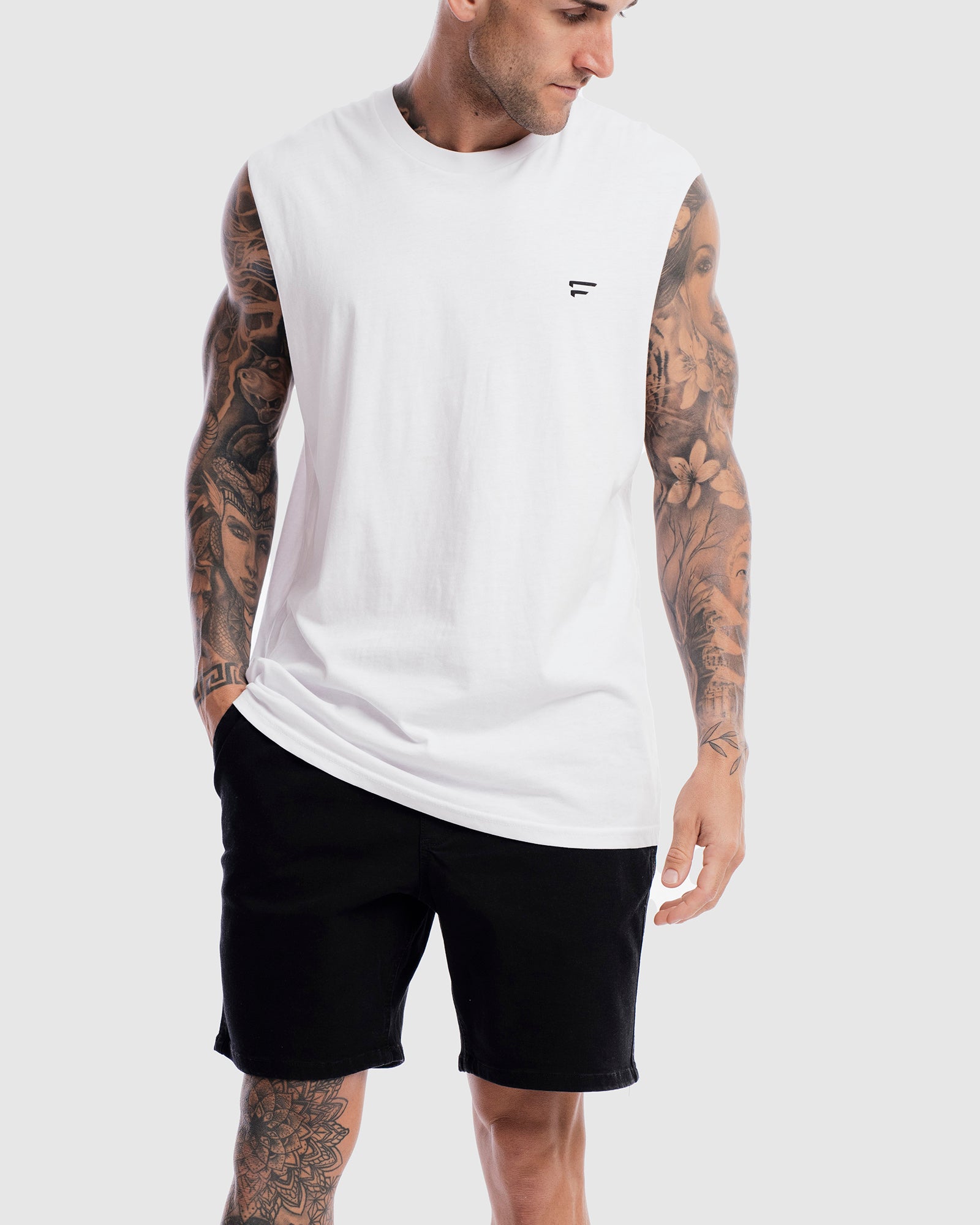 Mens Performance Crest Rise Tank - White