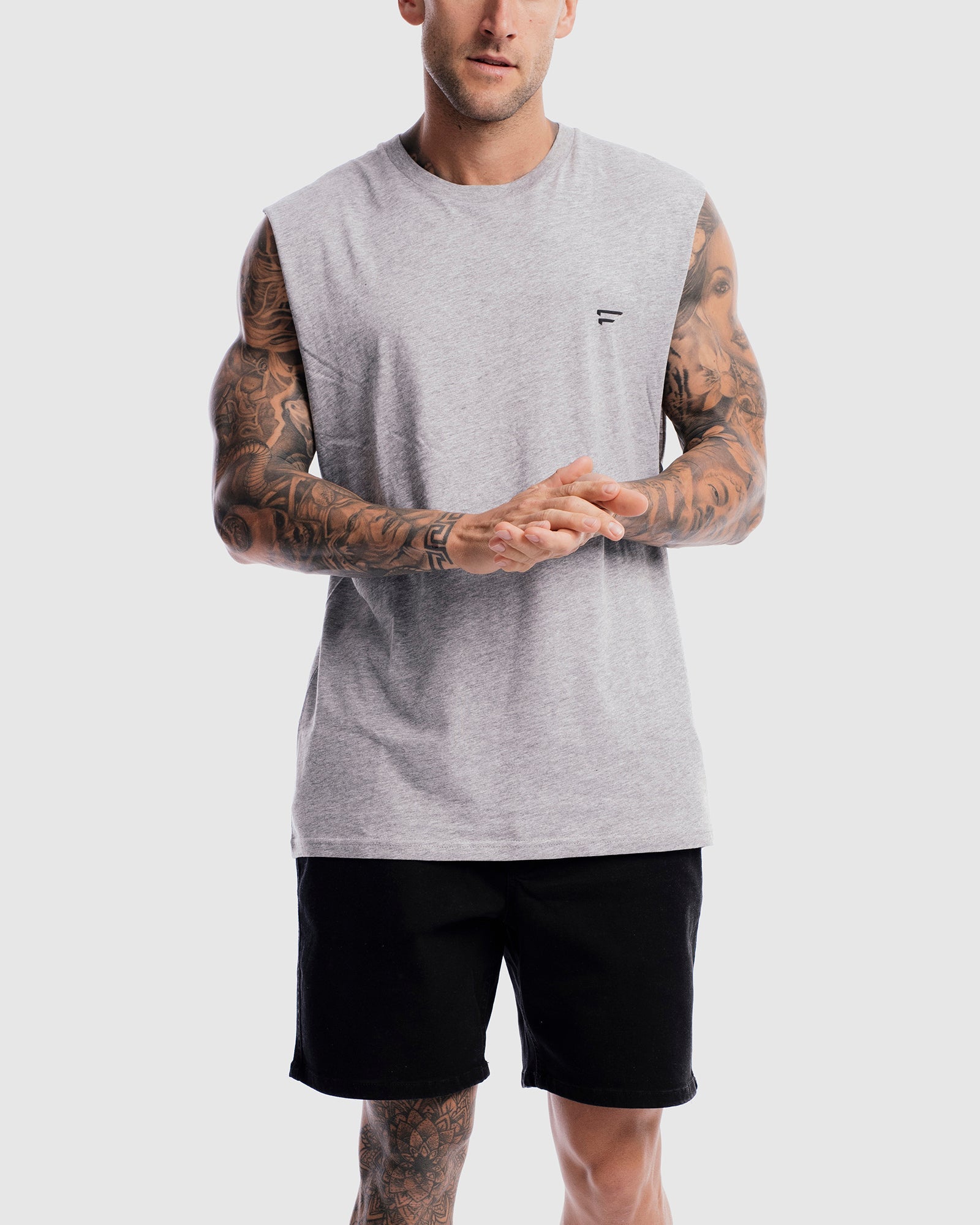 Mens Performance Crest Rise Tank - Marle Grey