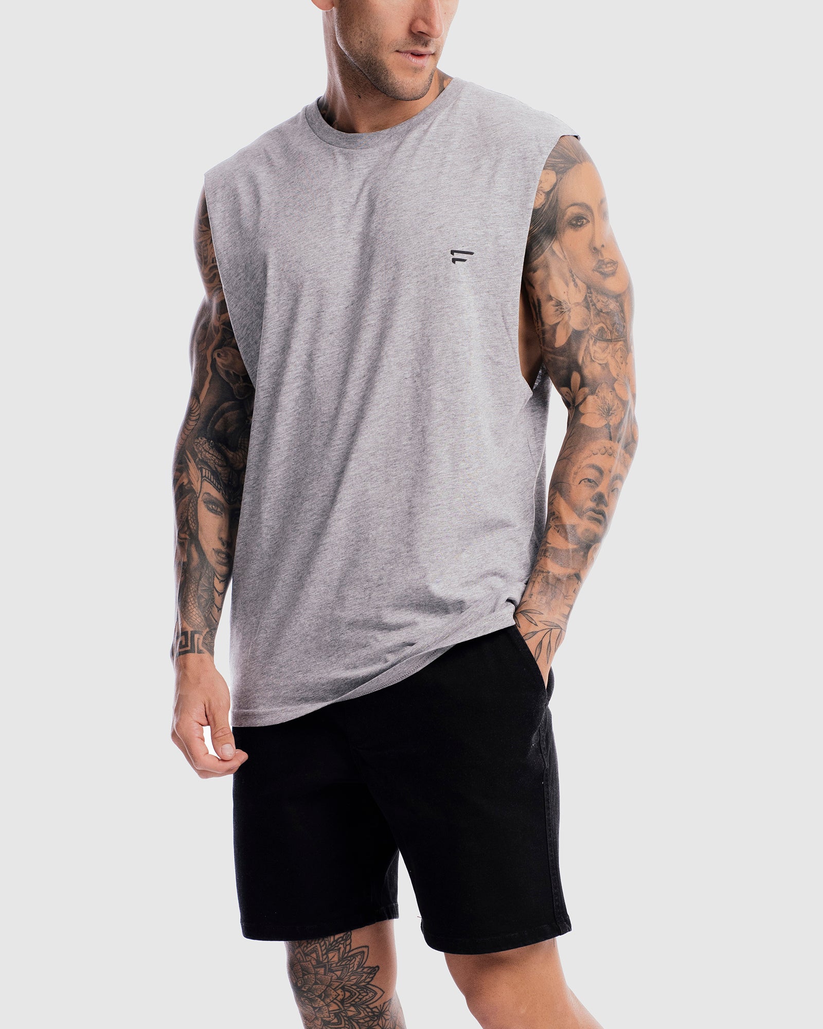 Mens Performance Crest Rise Tank - Marle Grey