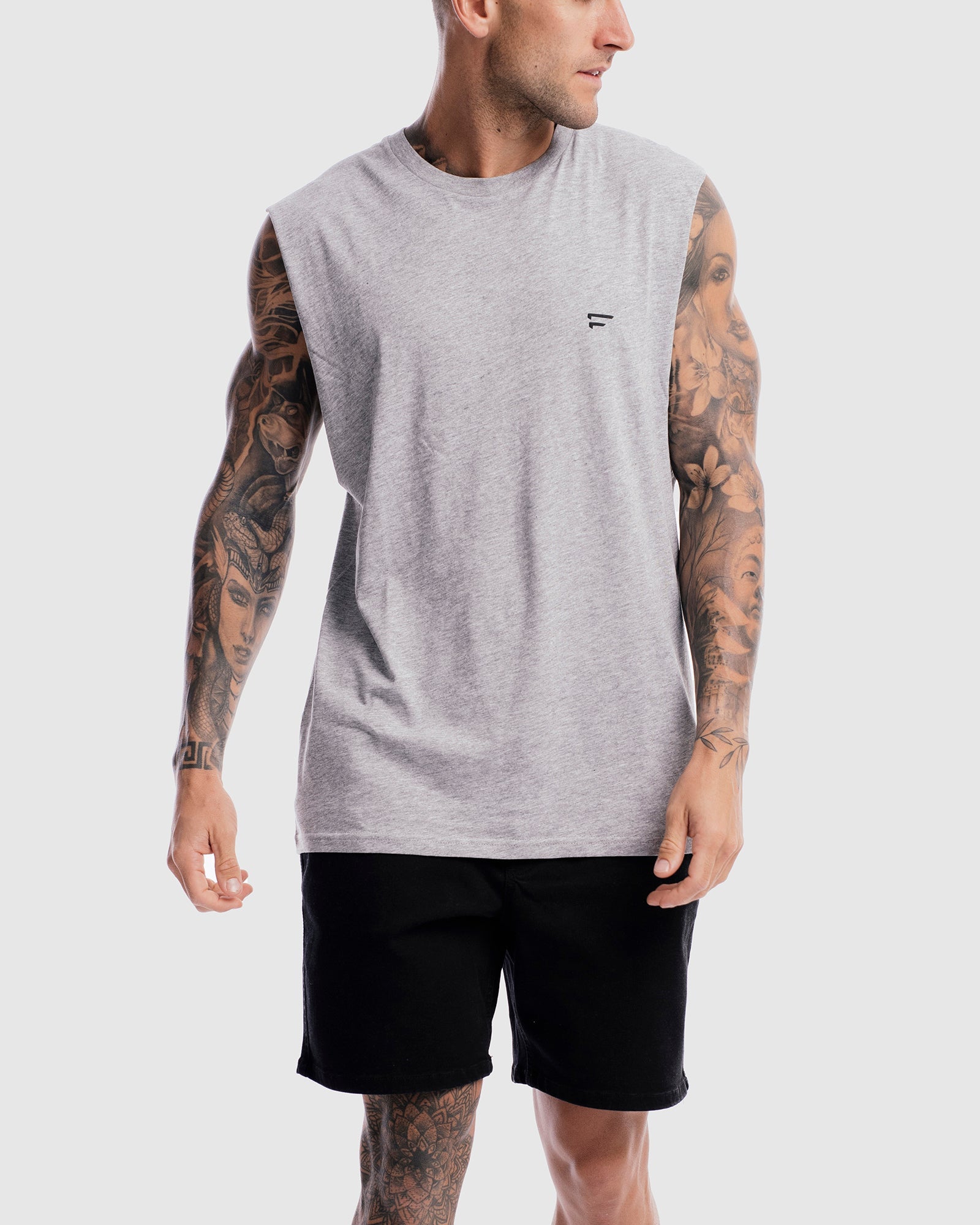 Mens Performance Crest Rise Tank - Marle Grey