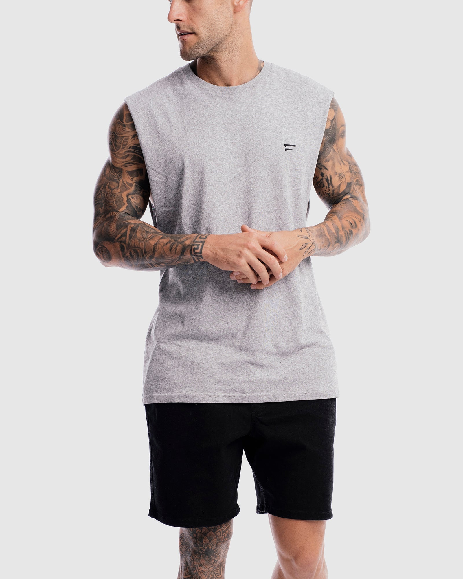 Mens Performance Crest Rise Tank - Marle Grey