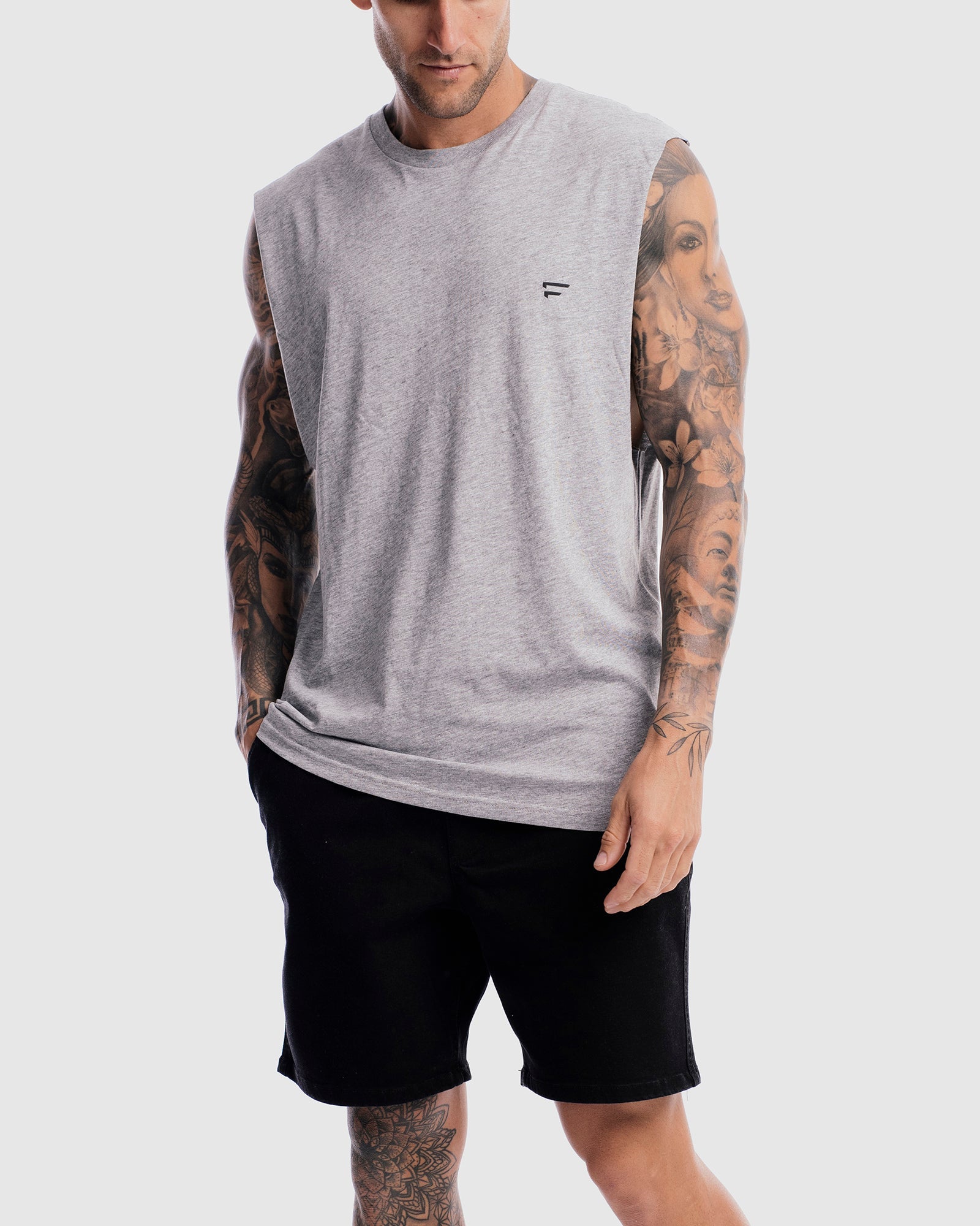 Mens Performance Crest Rise Tank - Marle Grey