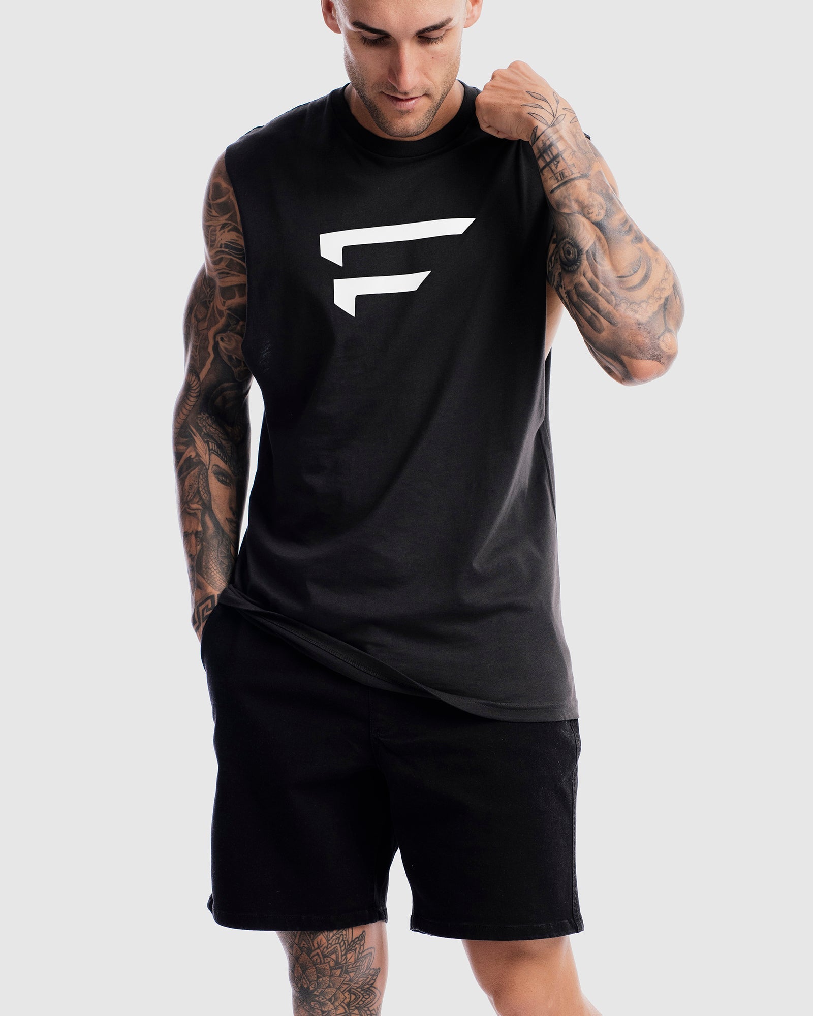 Mens Performance Logo Tank - Vintage Black
