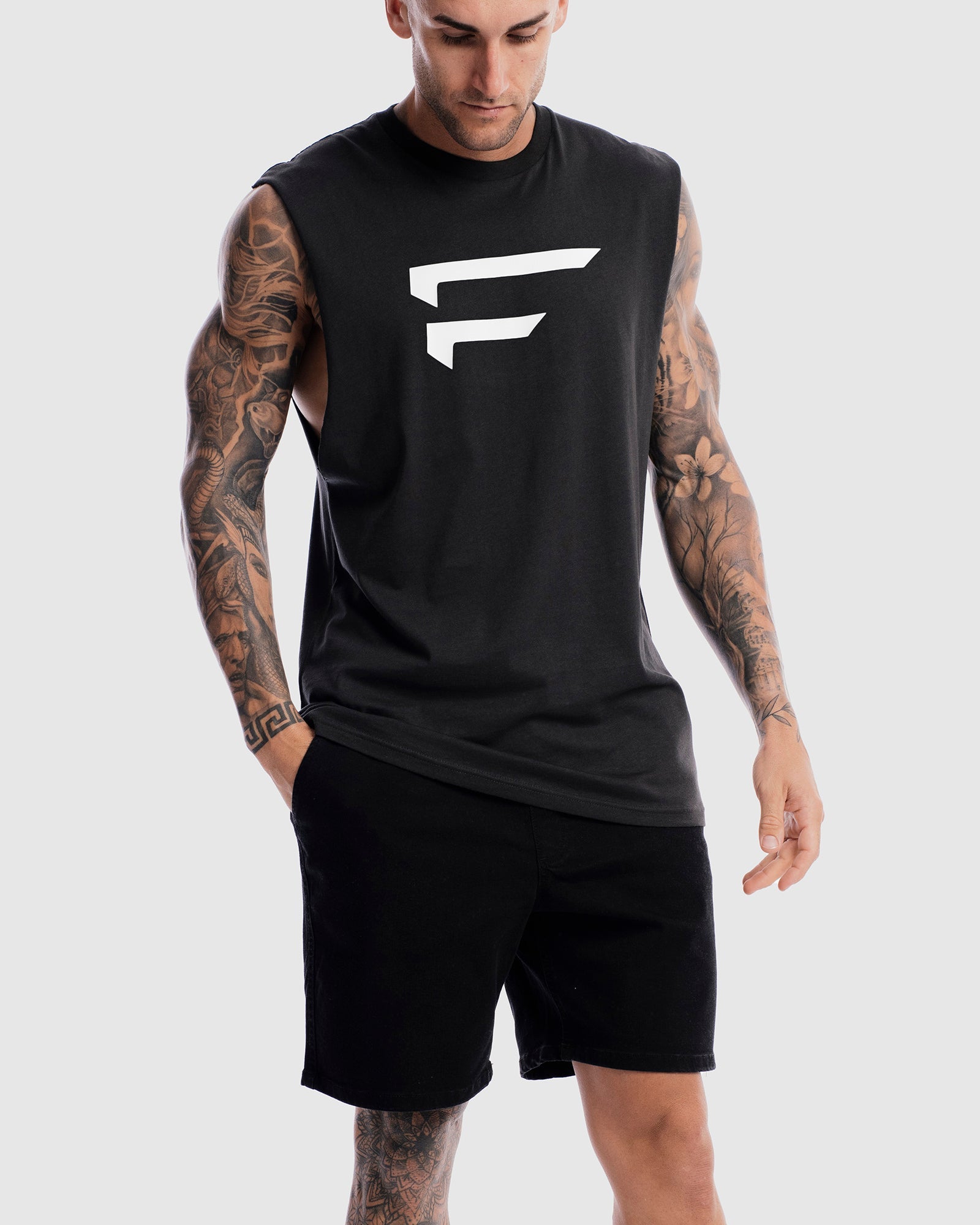 Mens Performance Logo Tank - Vintage Black