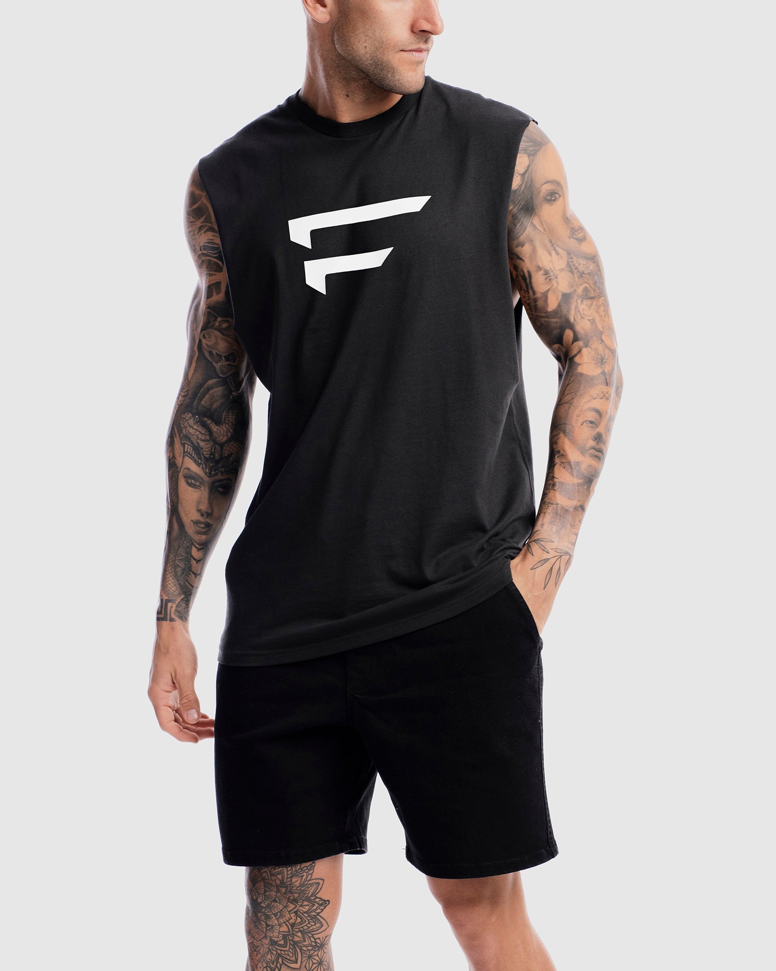Mens Performance Logo Tank - Vintage Black
