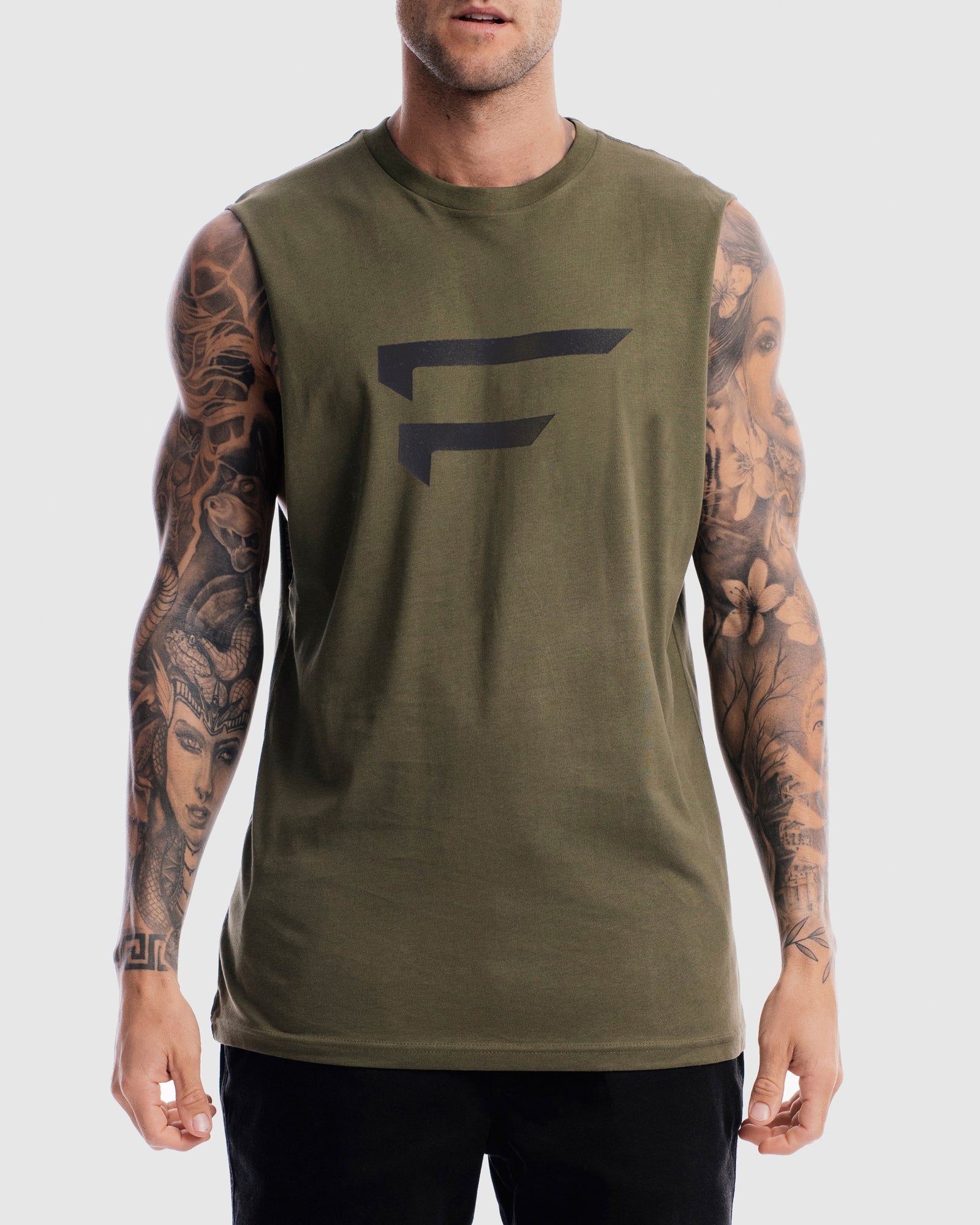 Mens Performance Logo Tank - Olive