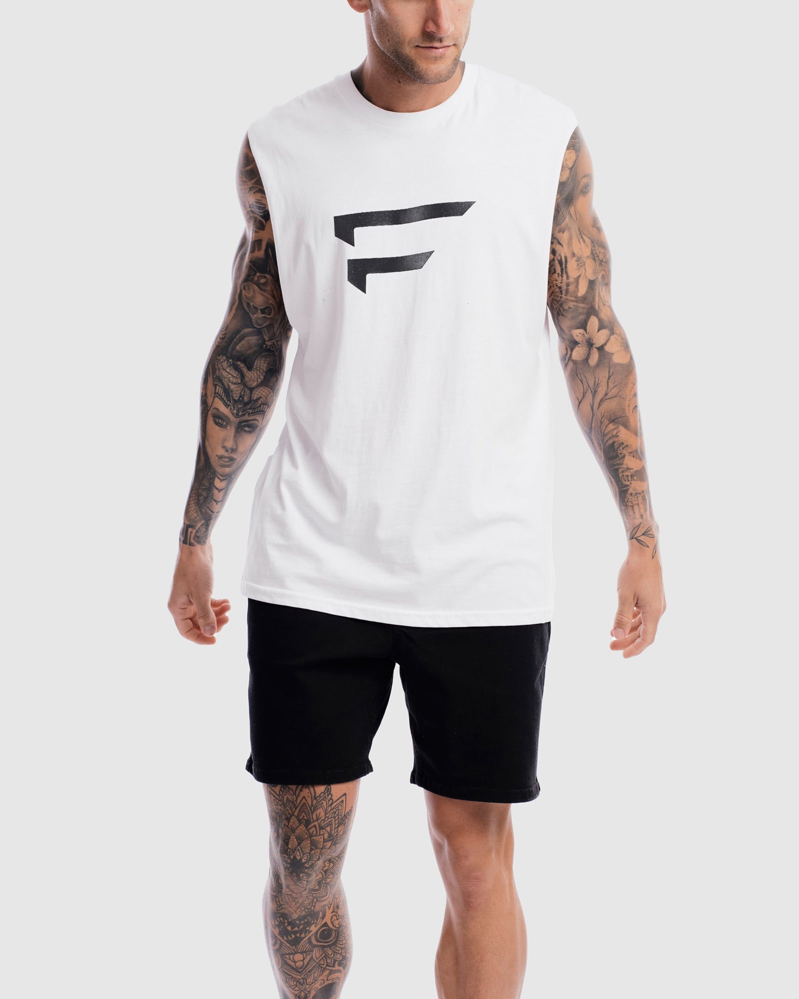 Mens Performance Logo Tank - White