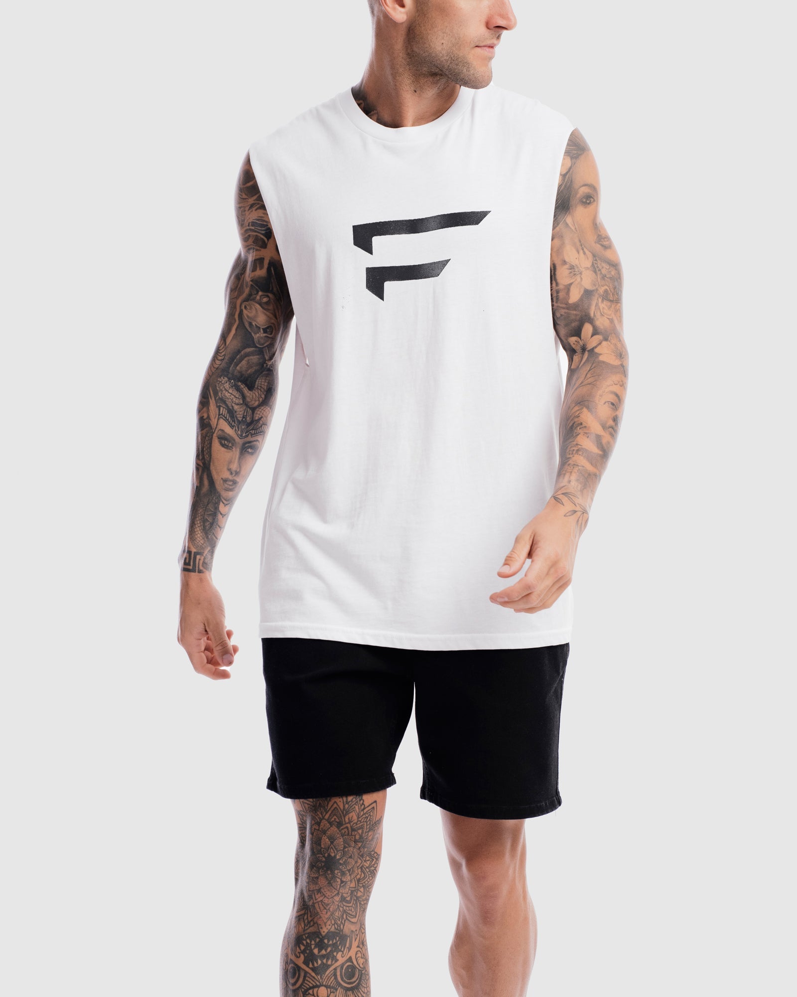 Mens Performance Logo Tank - White