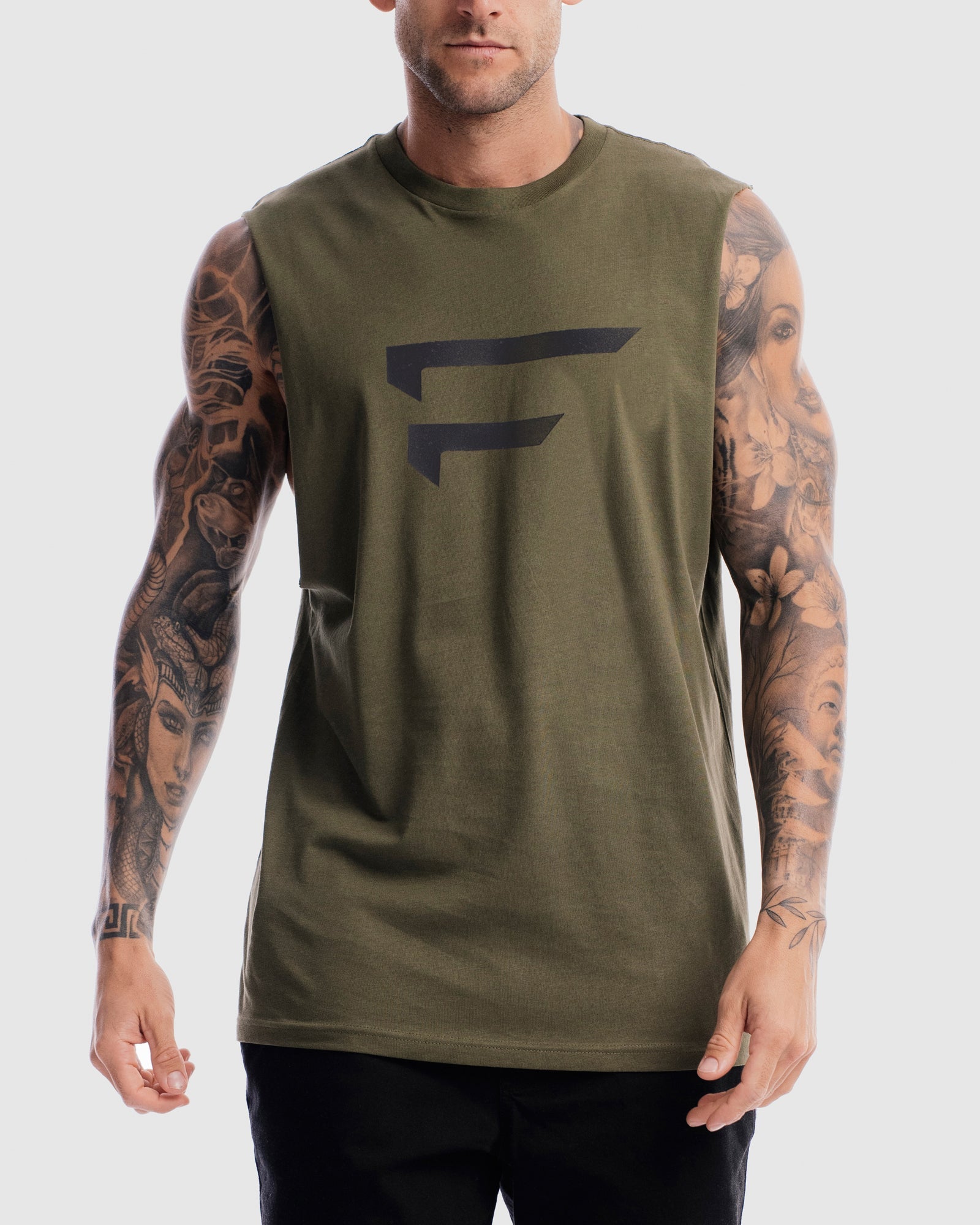 Mens Performance Logo Tank - Olive