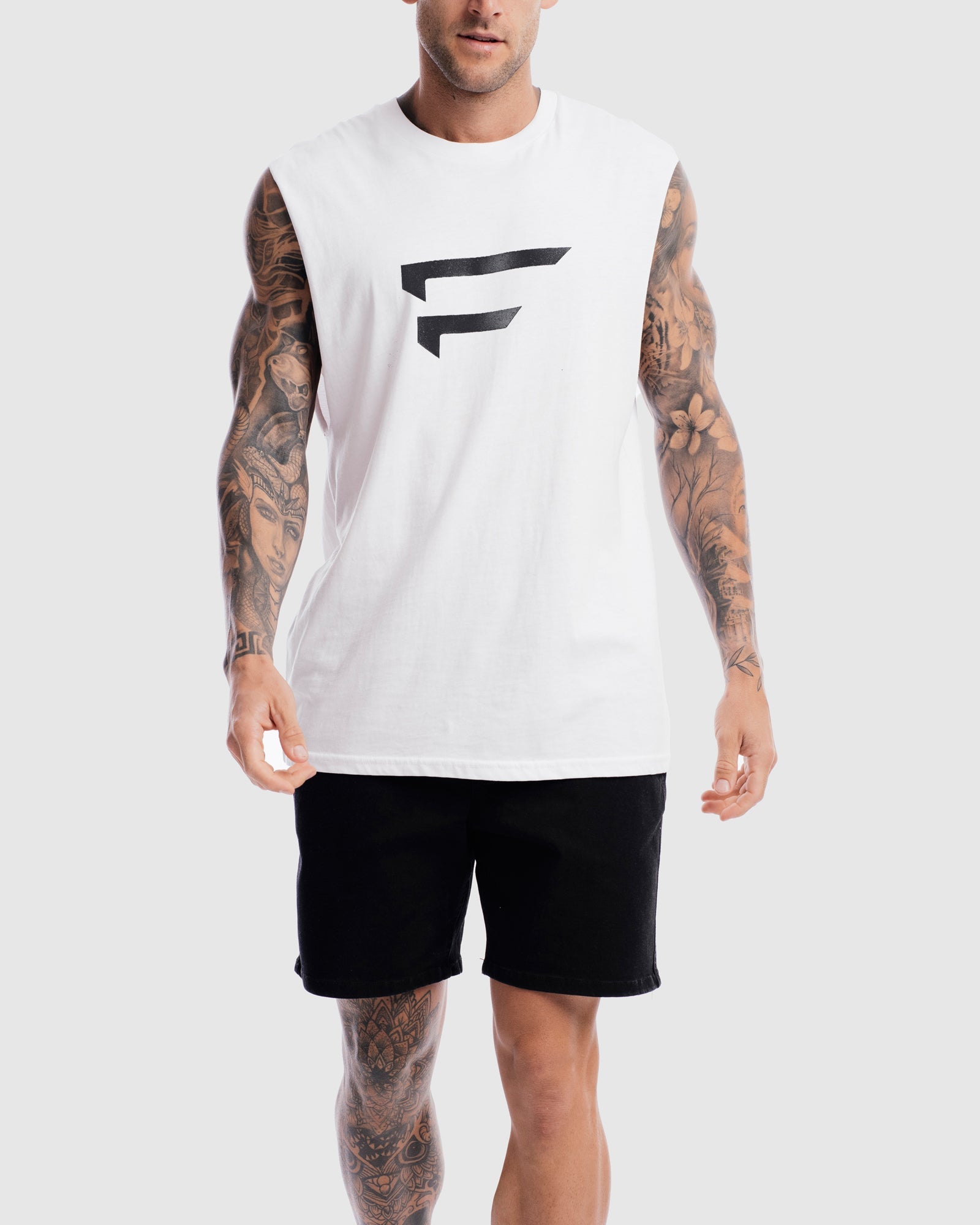 Mens Performance Logo Tank - White