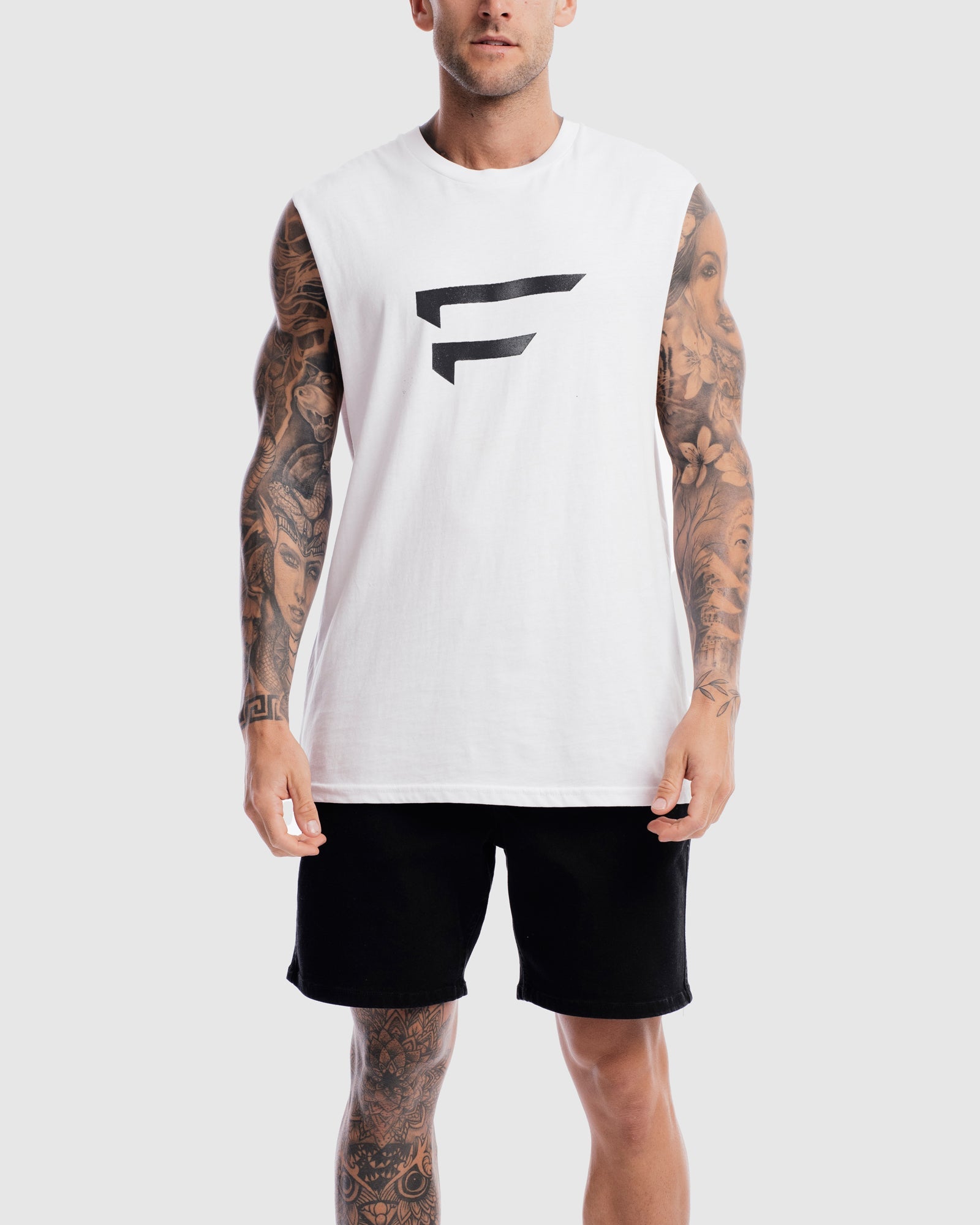 Mens Performance Logo Tank - White