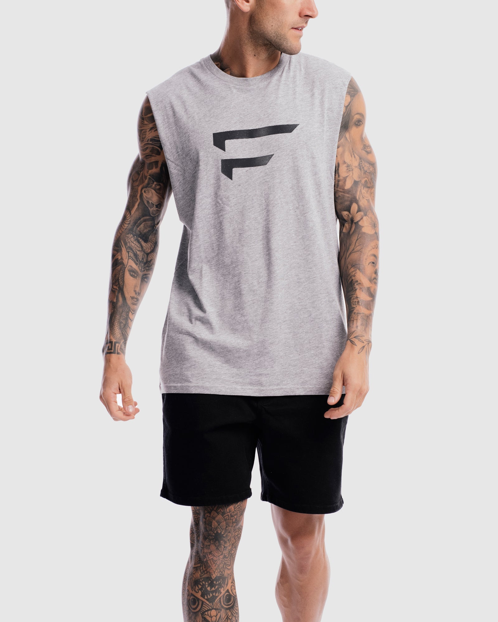 Mens Performance Logo Tank - Marle Grey
