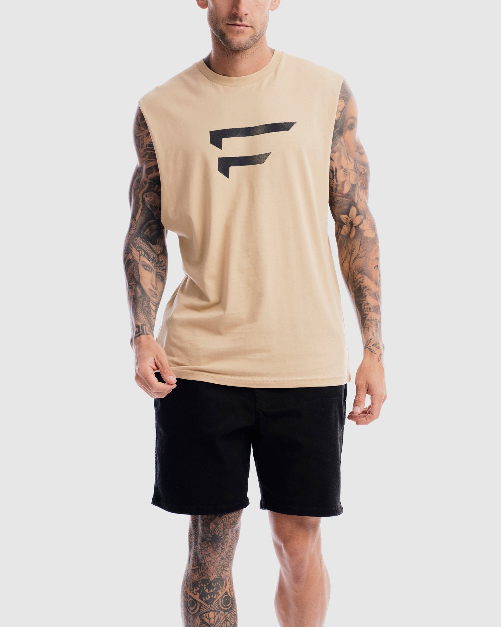 Mens Performance Logo Tank - Camel
