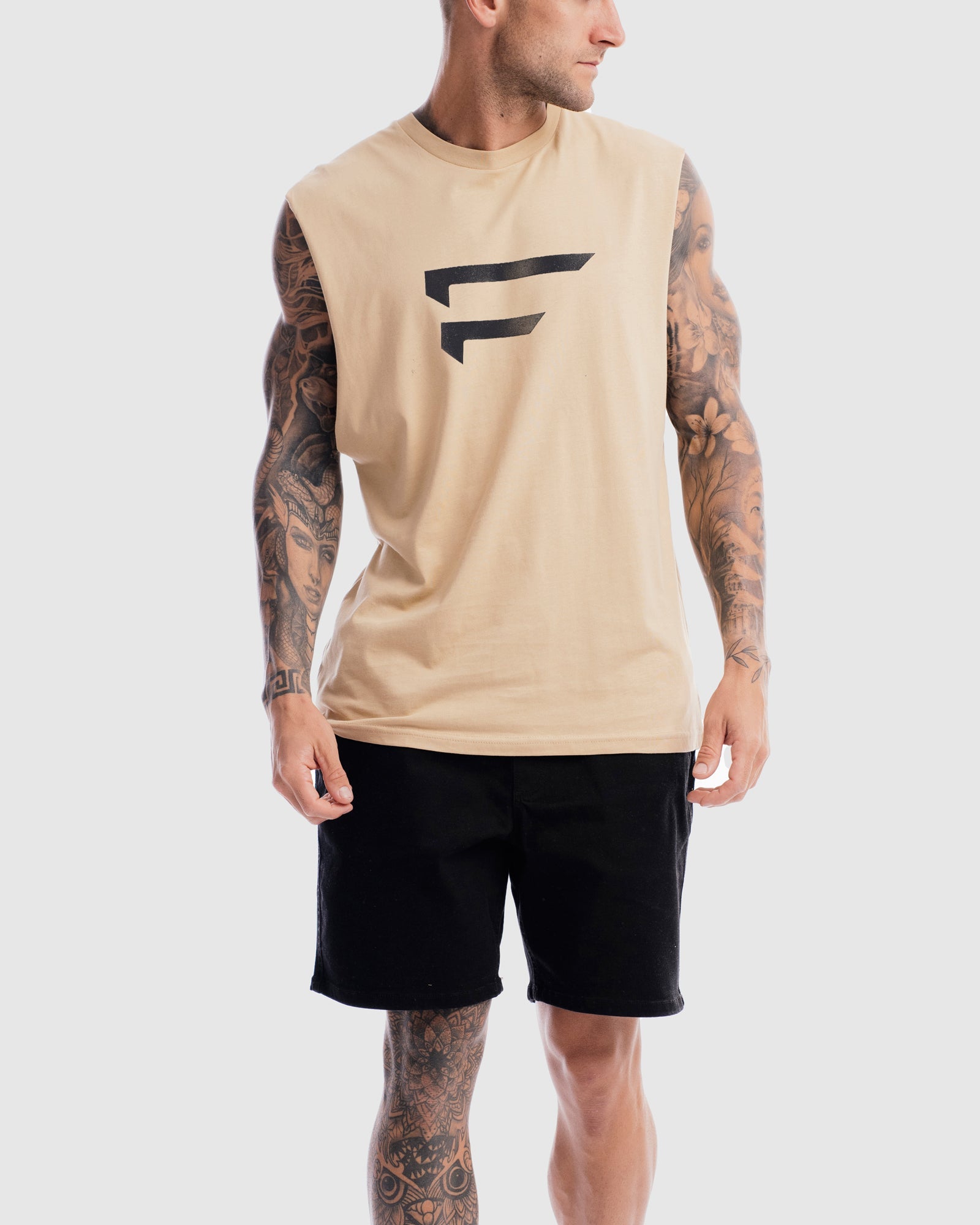 Mens Performance Logo Tank - Camel