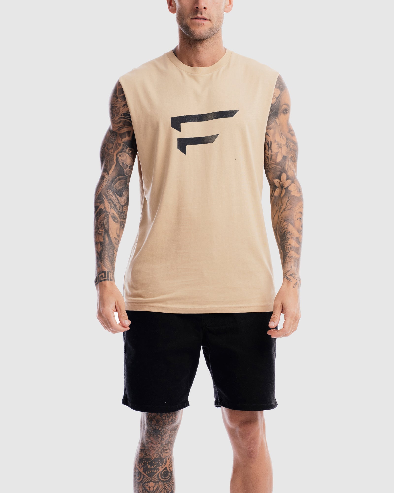 Mens Performance Logo Tank - Camel