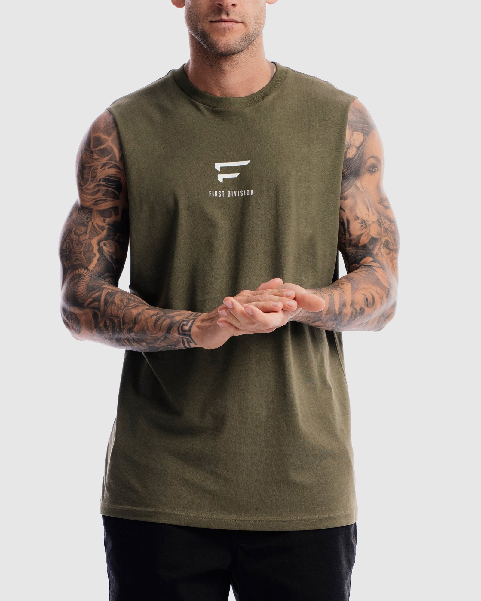 Mens Pro Centre Tank - Olive