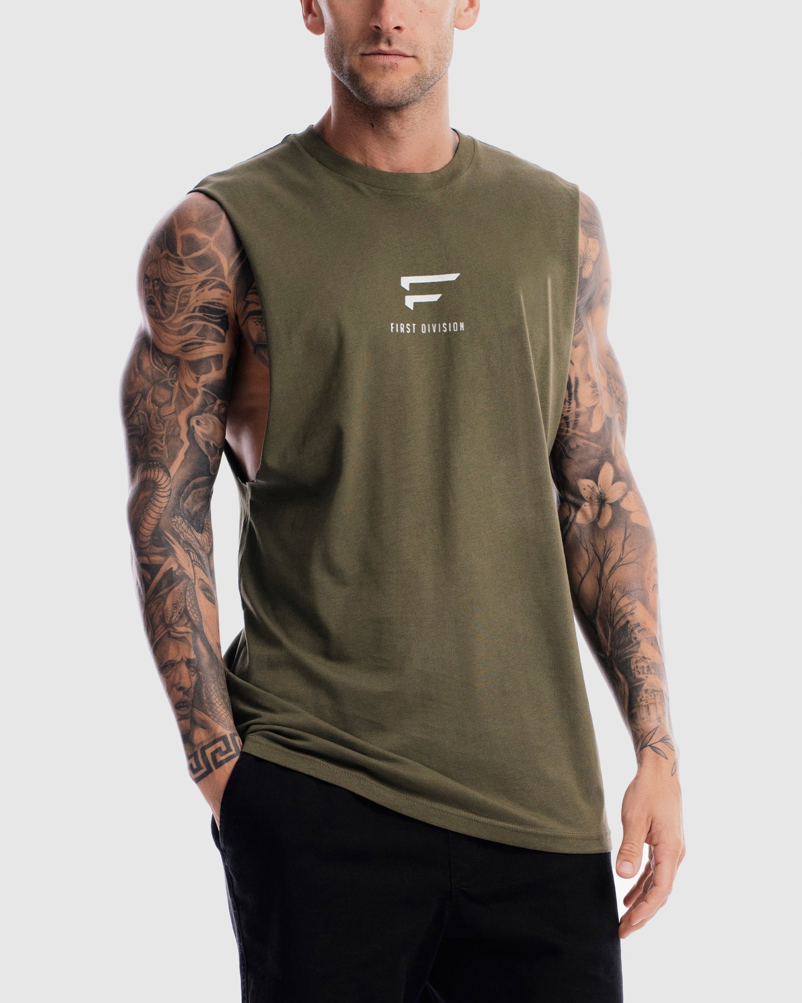 Mens Pro Centre Tank - Olive