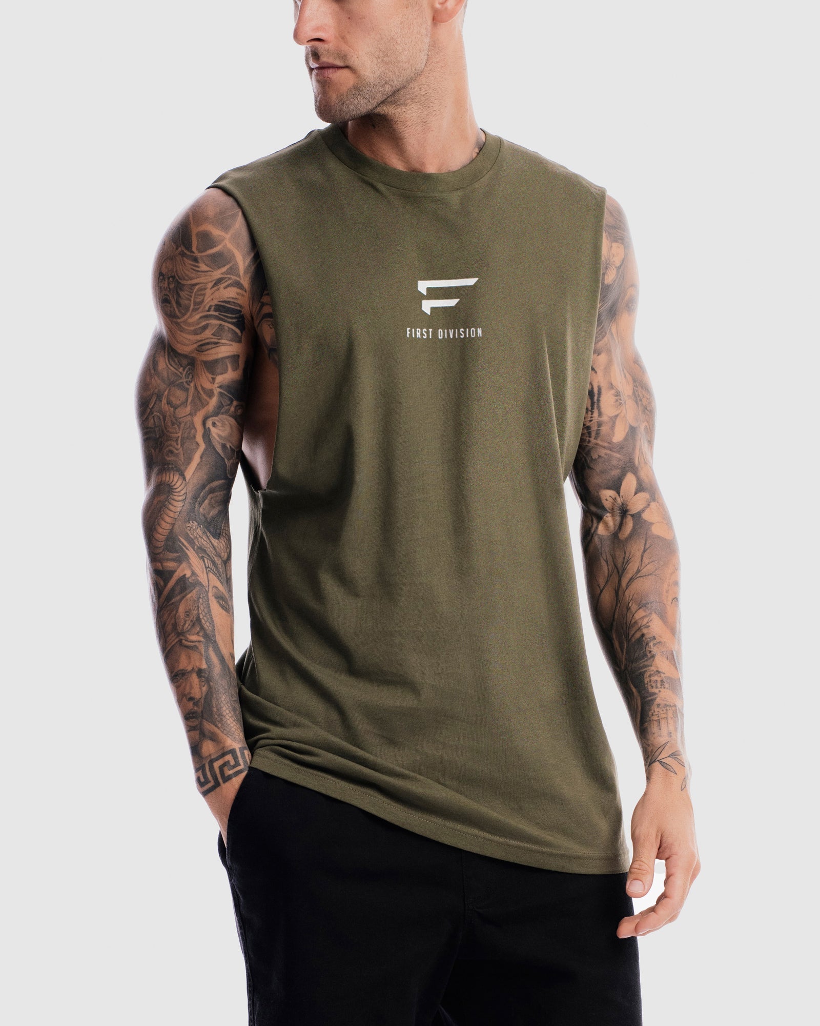 Mens Pro Centre Tank - Olive