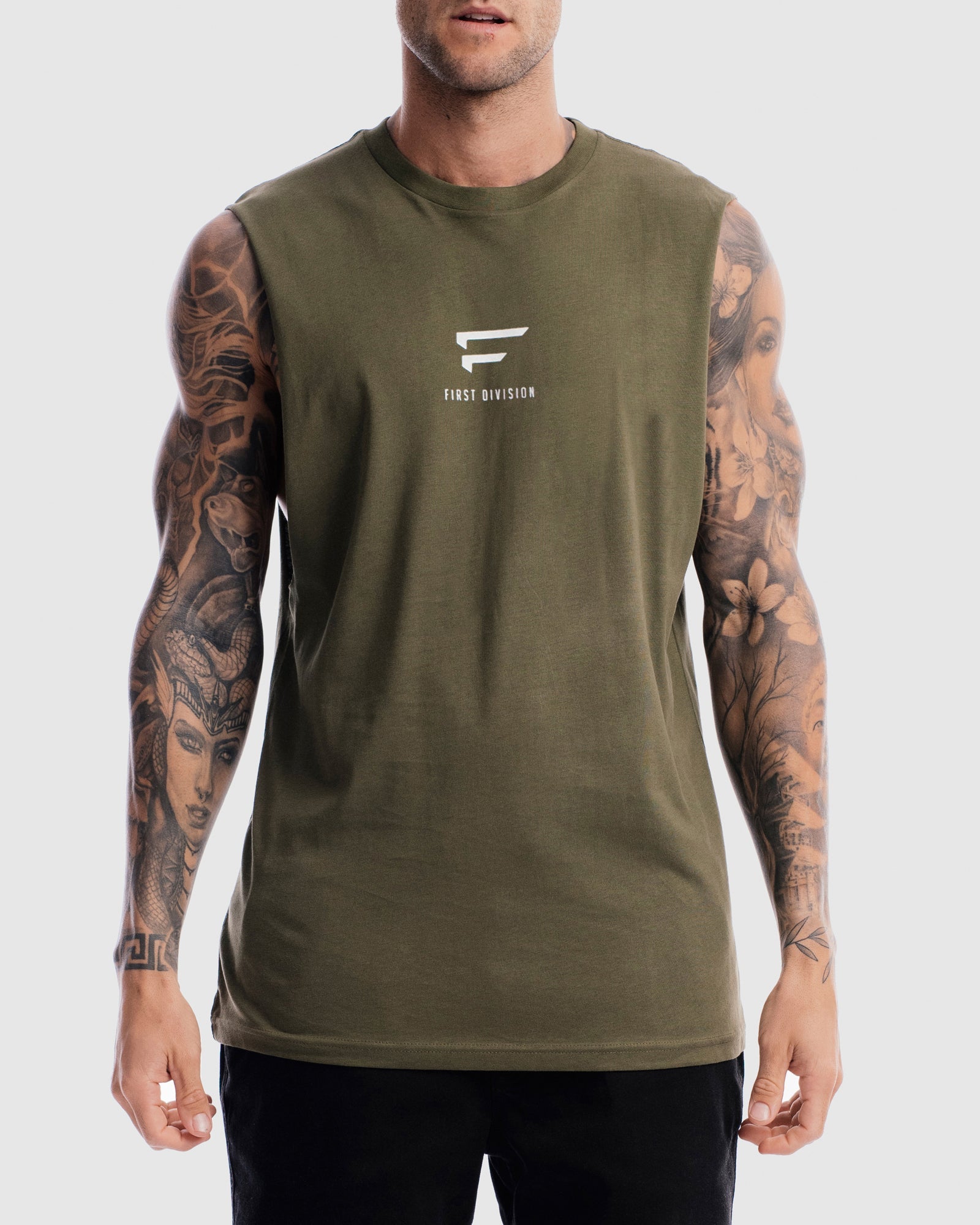 Mens Pro Centre Tank - Olive