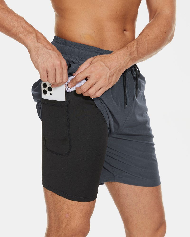 Mens 2-in-1 Hybrid Active Short - Grey