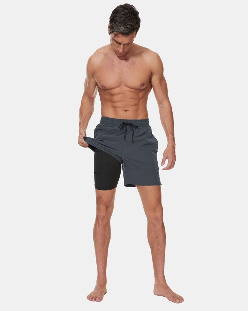Mens 2-in-1 Hybrid Active Short - Grey