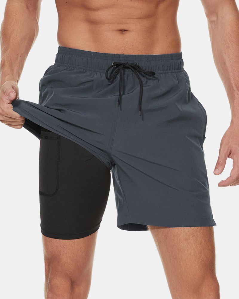 Mens 2-in-1 Hybrid Active Short - Grey