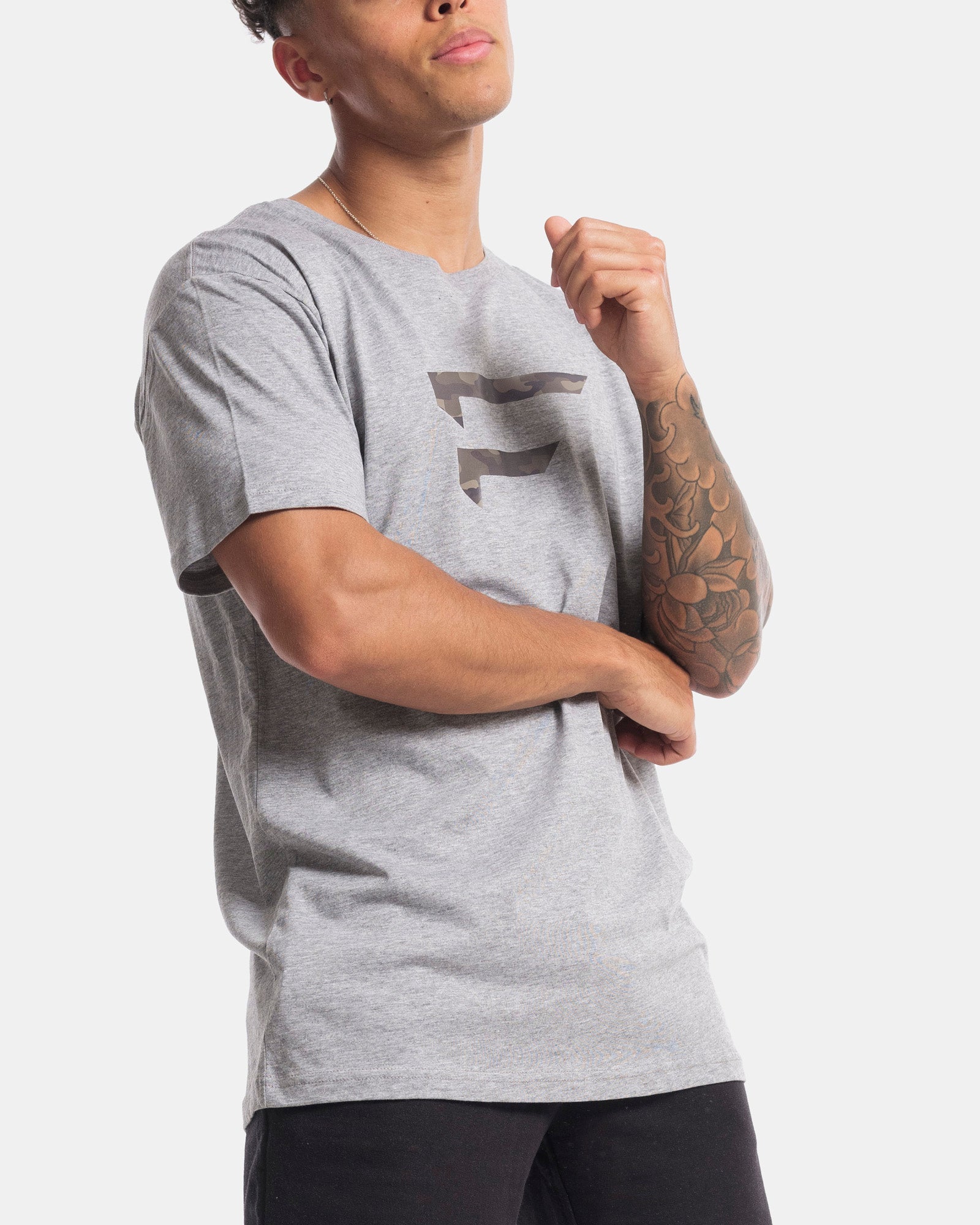 Mens Performance Camo Logo Tee - Marle Grey
