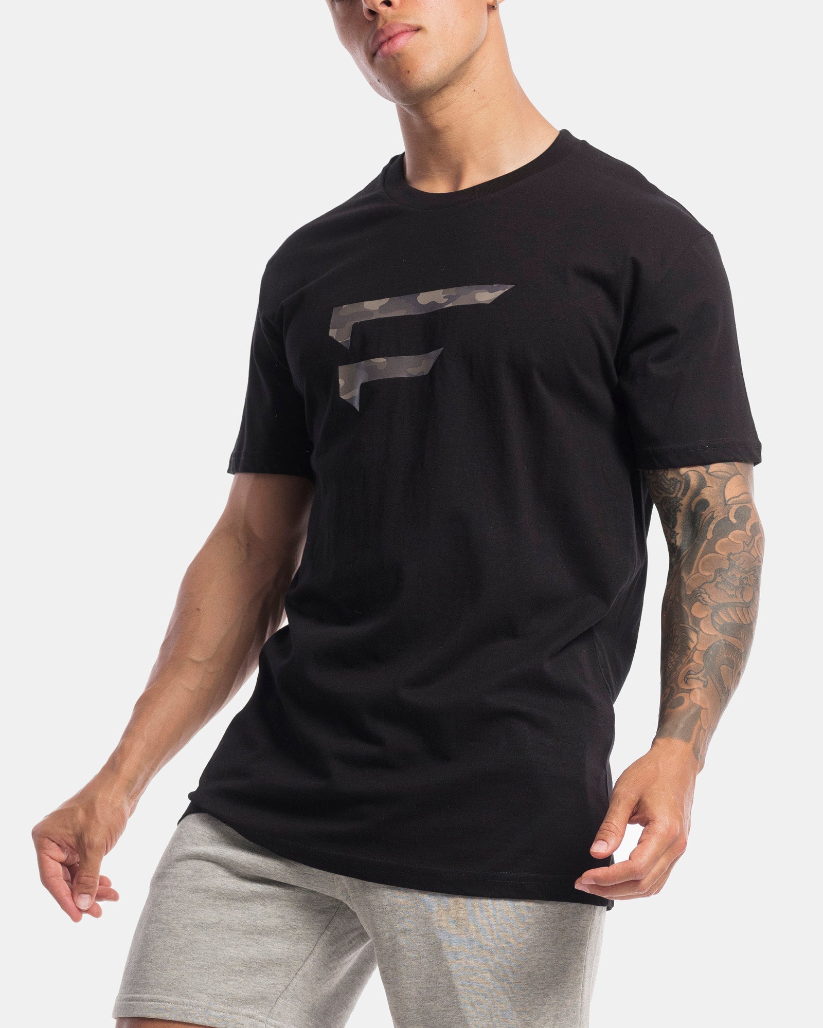 Mens Performance Camo Logo Tee - Black