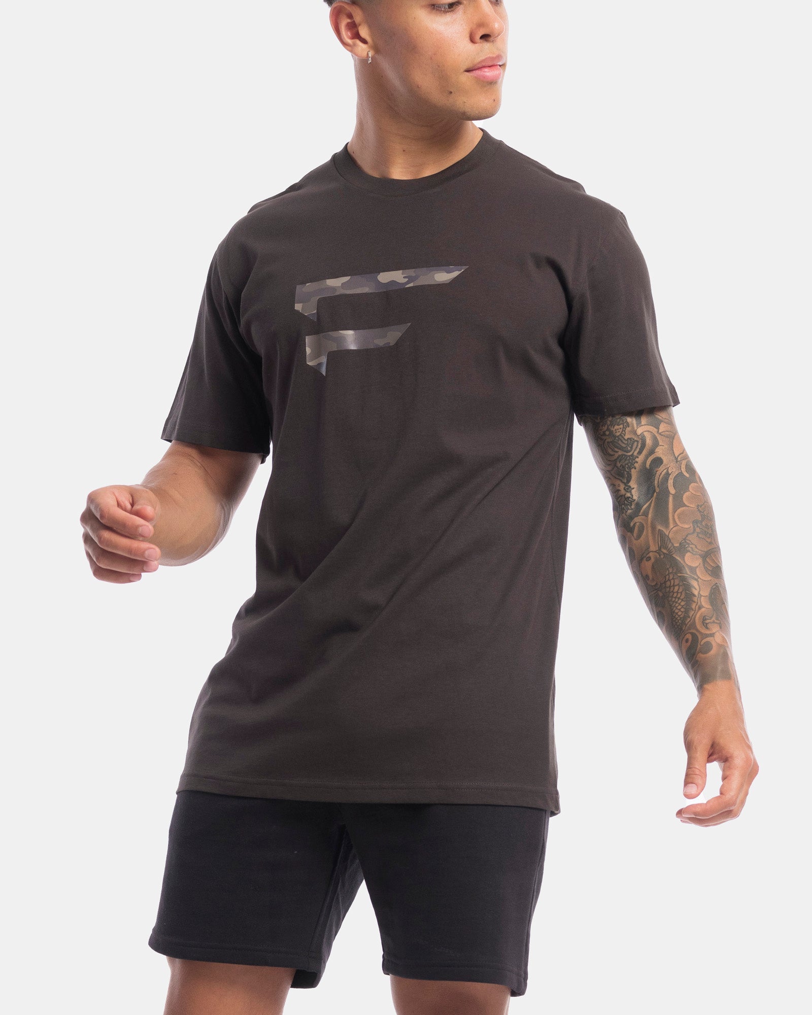 Mens Performance Camo Logo Tee - Vintage Black